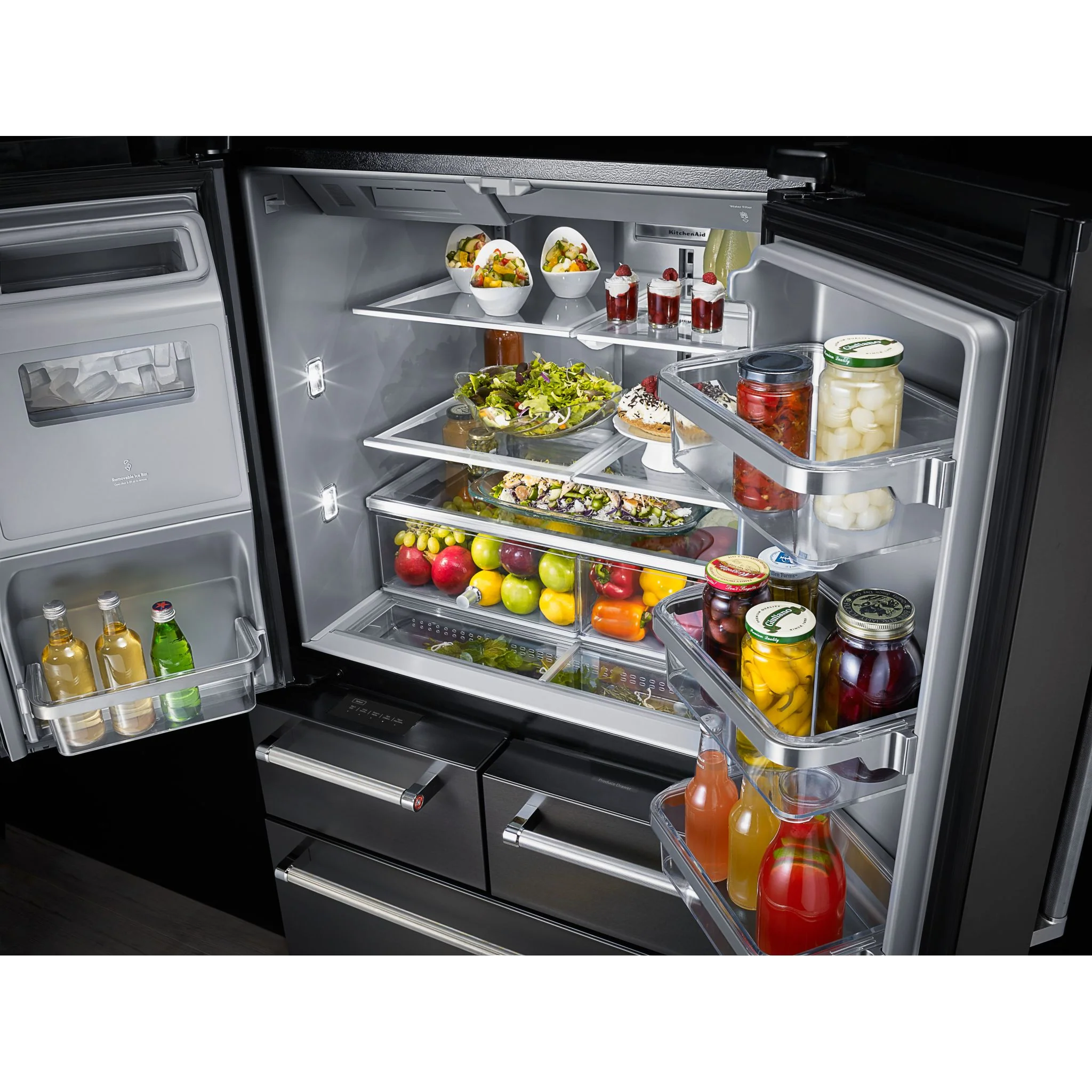 KitchenAid 25.8 Cu. Ft. 36" Multi-Door Freestanding Refrigerator with Platinum Interior Design and PrintShieldFinish -Black Stainless (KRMF706EBS) - Image 12