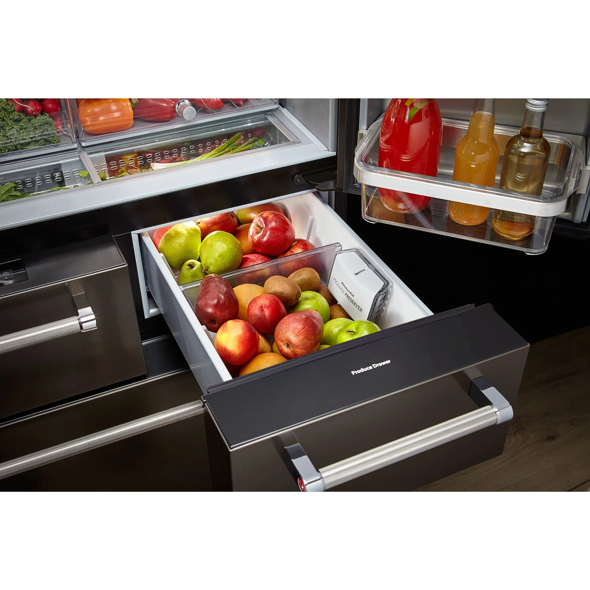 KitchenAid 25.8 Cu. Ft. 36" Multi-Door Freestanding Refrigerator with Platinum Interior Design and PrintShieldFinish -Black Stainless (KRMF706EBS) - Image 8
