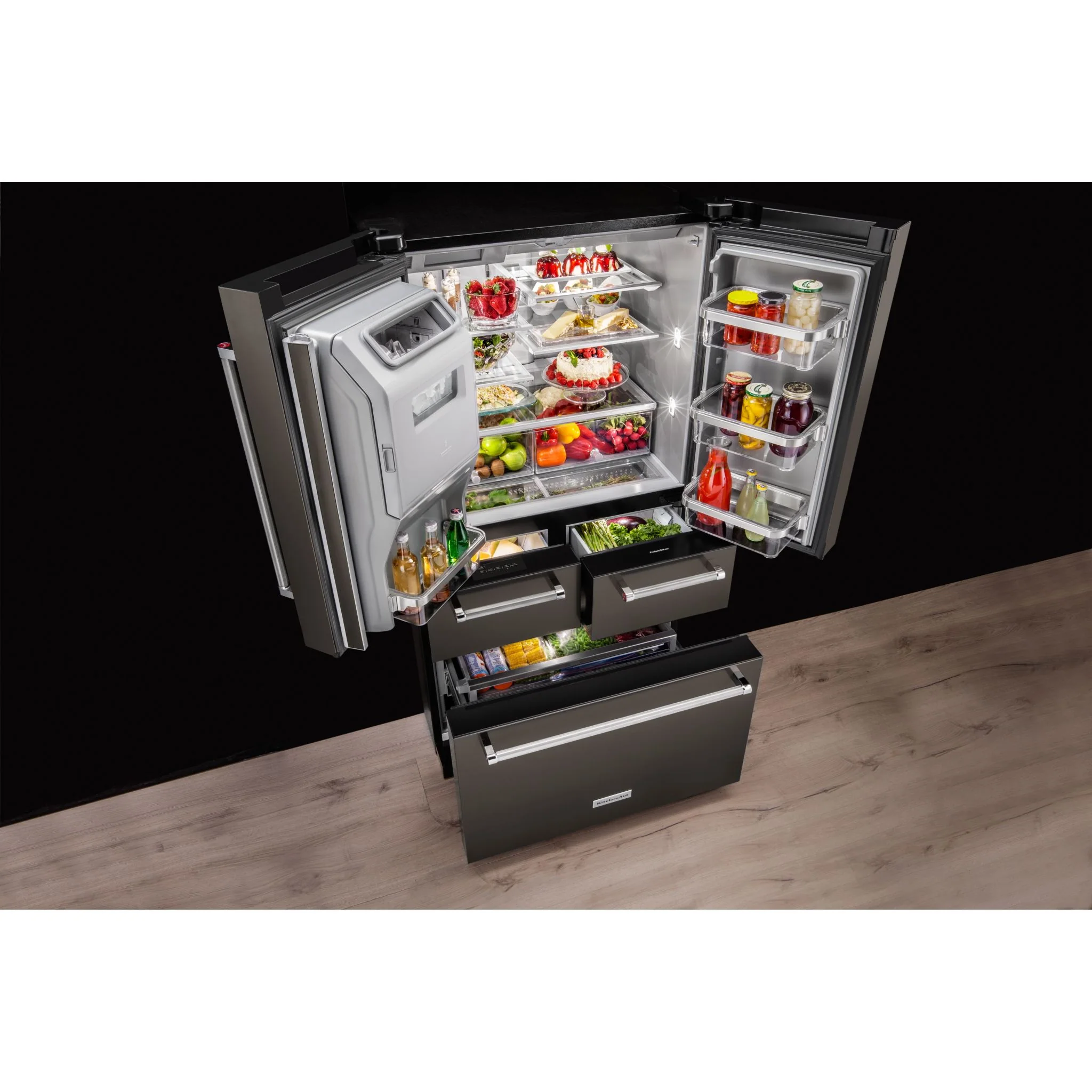 KitchenAid 25.8 Cu. Ft. 36" Multi-Door Freestanding Refrigerator with Platinum Interior Design and PrintShieldFinish -Black Stainless (KRMF706EBS) - Image 9