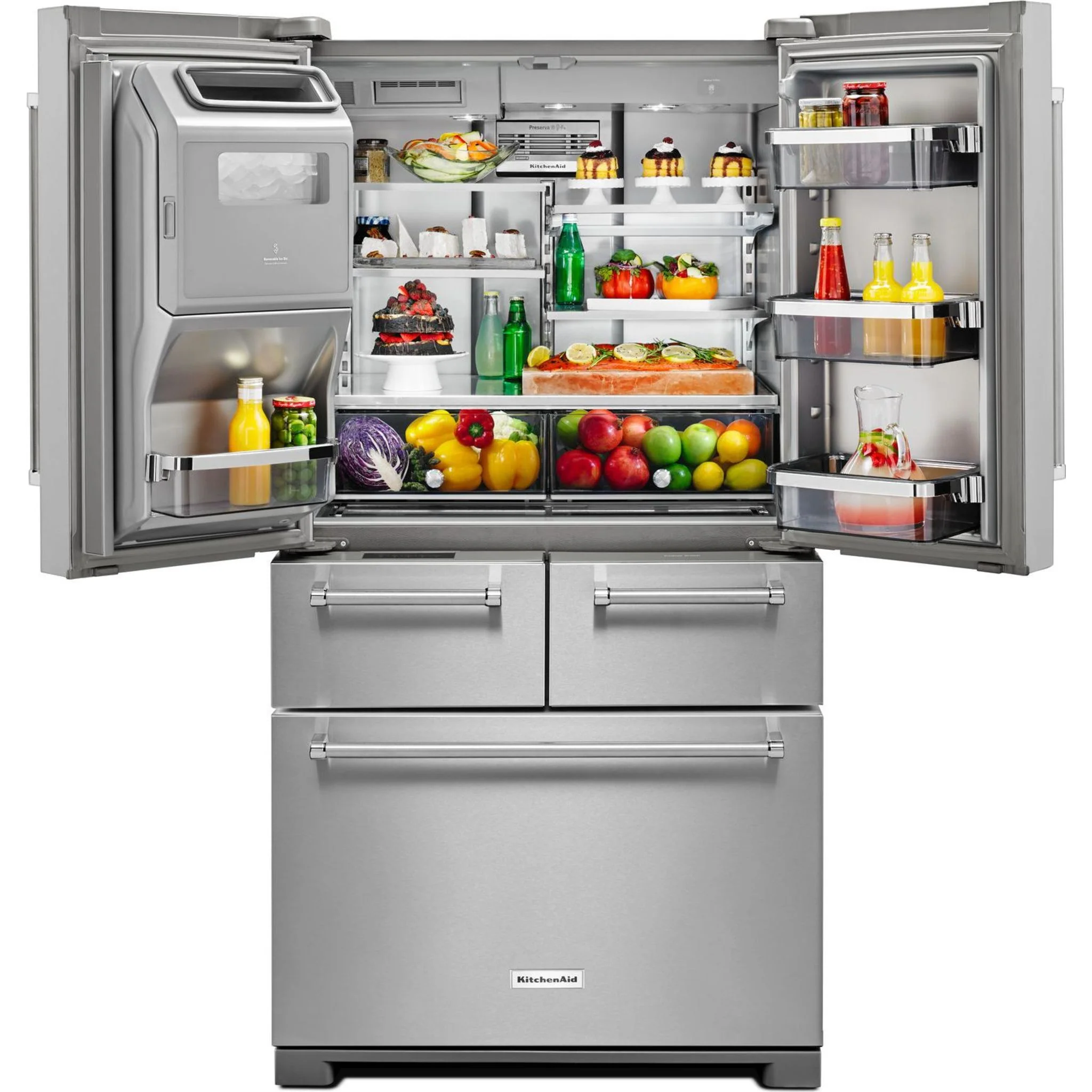 KitchenAid 25.8 Cu. Ft. 36" Multi-Door Freestanding Refrigerator with Platinum Interior Design -Stainless Steel (KRMF706ESS) - Image 22