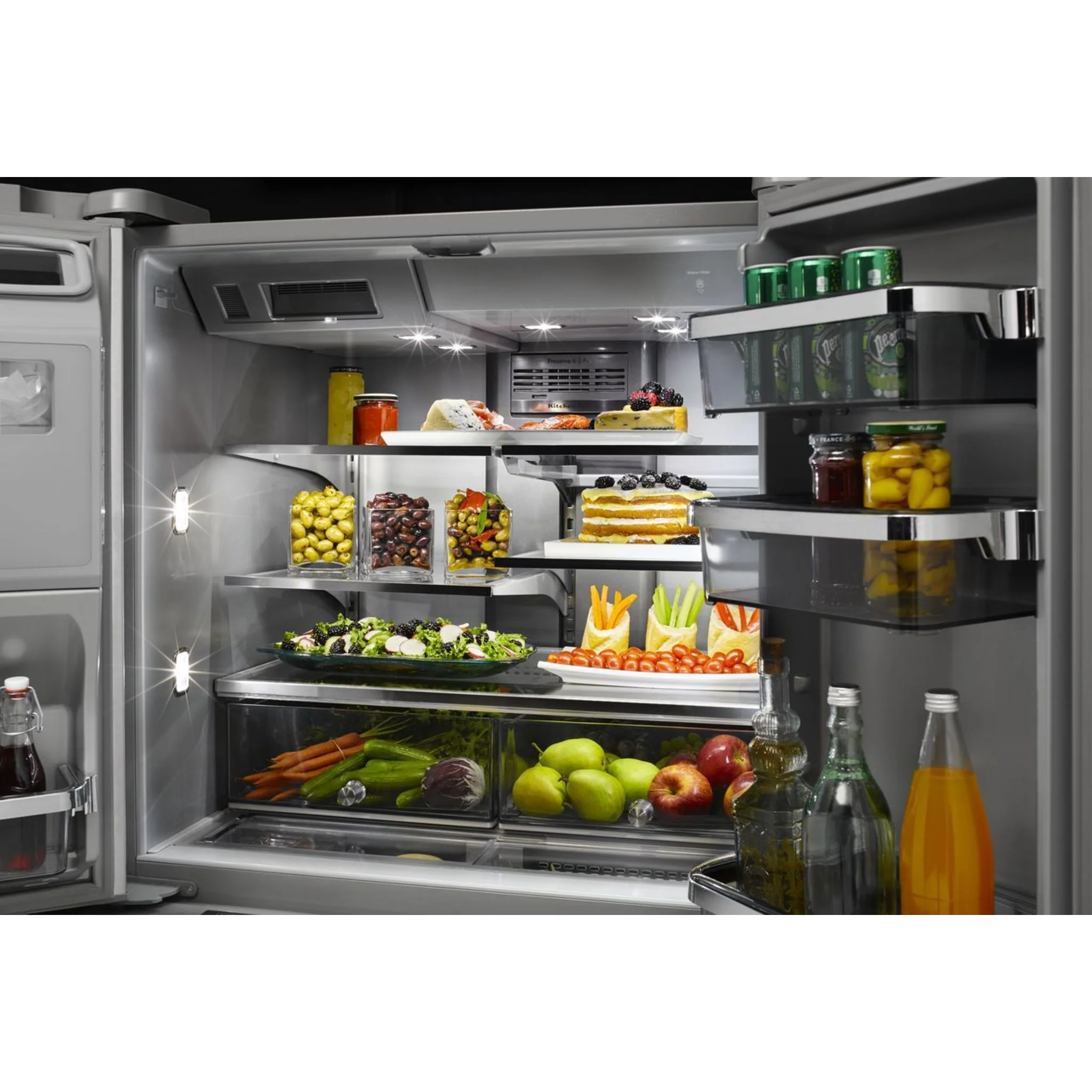 KitchenAid 25.8 Cu. Ft. 36" Multi-Door Freestanding Refrigerator with Platinum Interior Design -Stainless Steel (KRMF706ESS) - Image 4