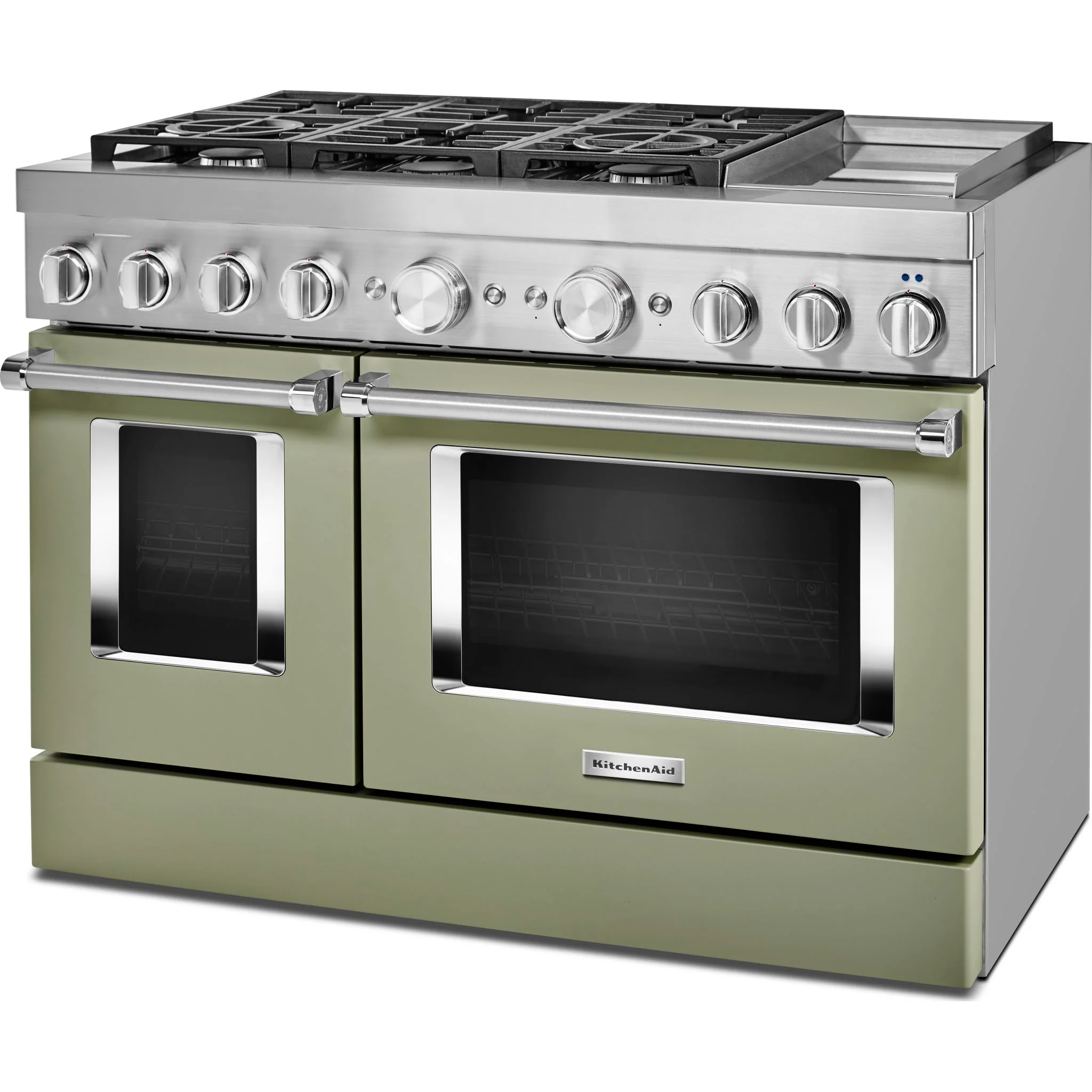 KitchenAid  48'' Smart Commercial-Style Dual Fuel Range with Griddle - Avocado Cream (KFDC558JAV) - Image 2