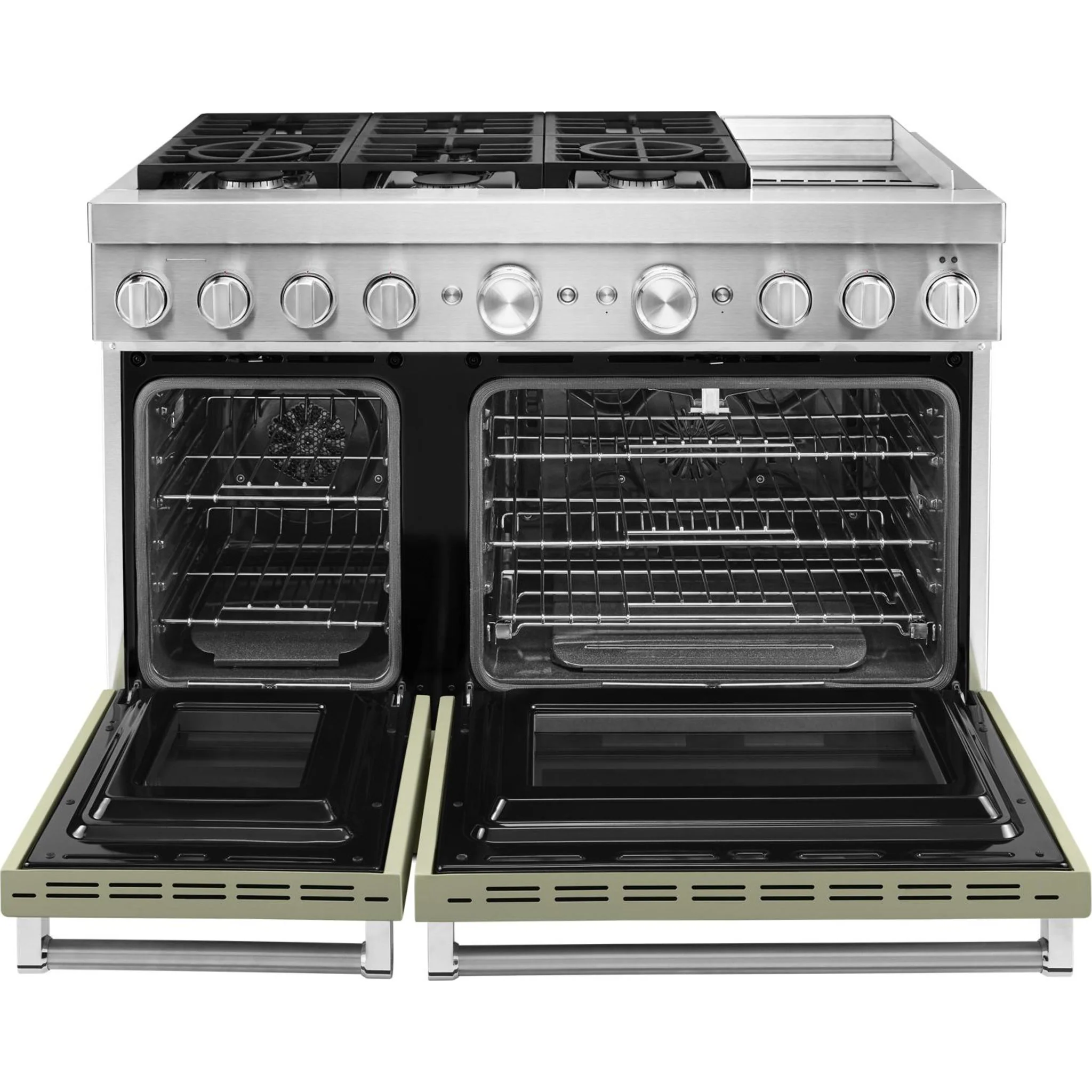KitchenAid  48'' Smart Commercial-Style Dual Fuel Range with Griddle - Avocado Cream (KFDC558JAV) - Image 29