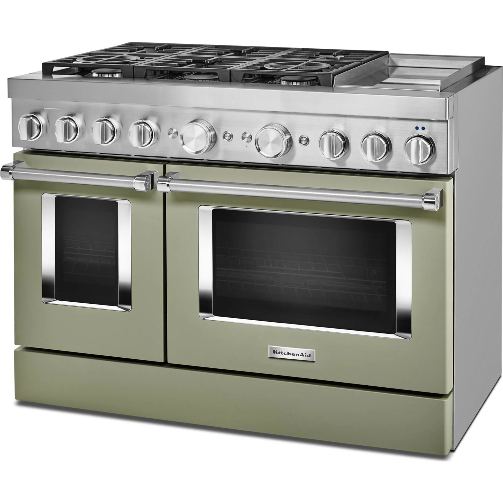 KitchenAid  48'' Smart Commercial-Style Dual Fuel Range with Griddle - Avocado Cream (KFDC558JAV) - Image 34