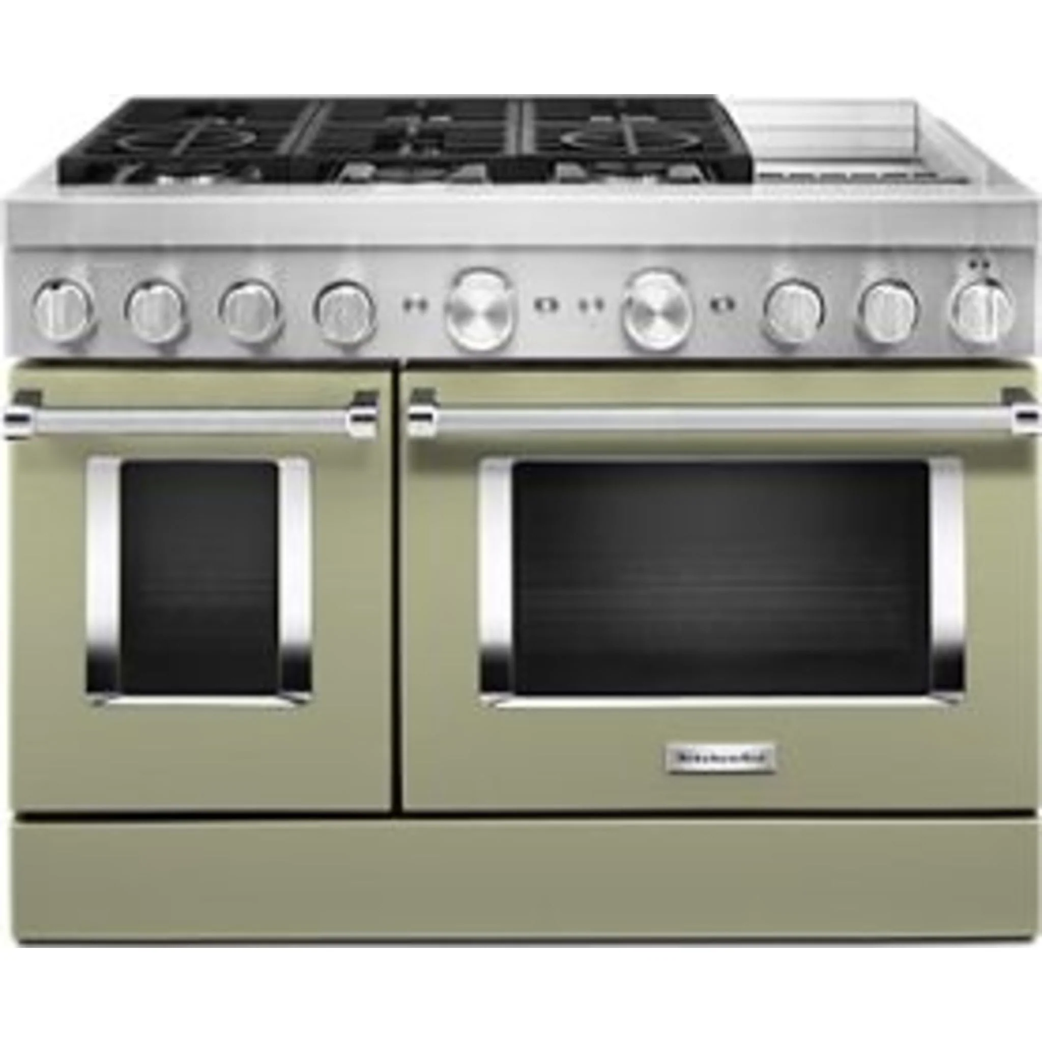 KitchenAid  48'' Smart Commercial-Style Dual Fuel Range with Griddle - Avocado Cream (KFDC558JAV) - Image 47
