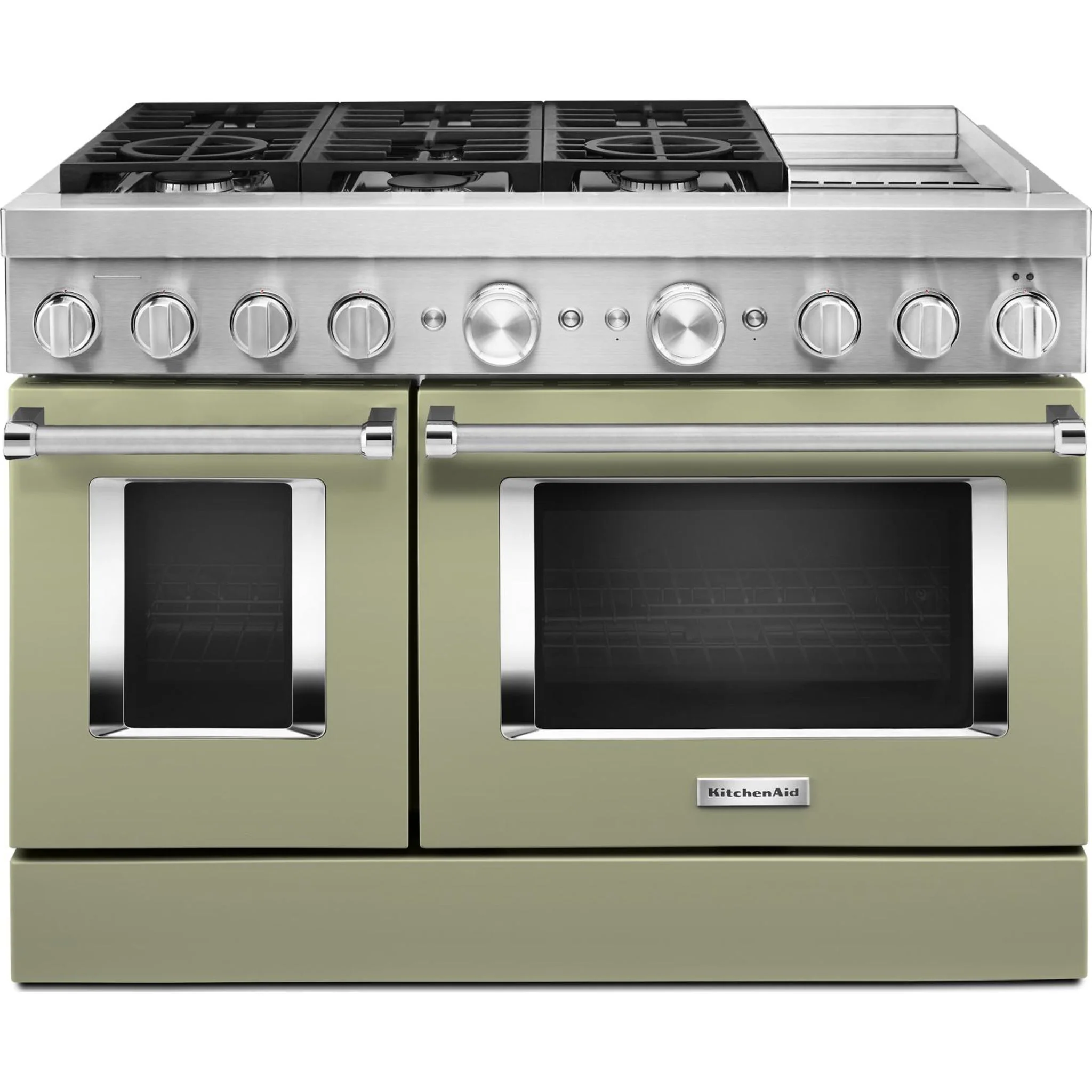 KitchenAid  48'' Smart Commercial-Style Dual Fuel Range with Griddle - Avocado Cream (KFDC558JAV) - Image 60