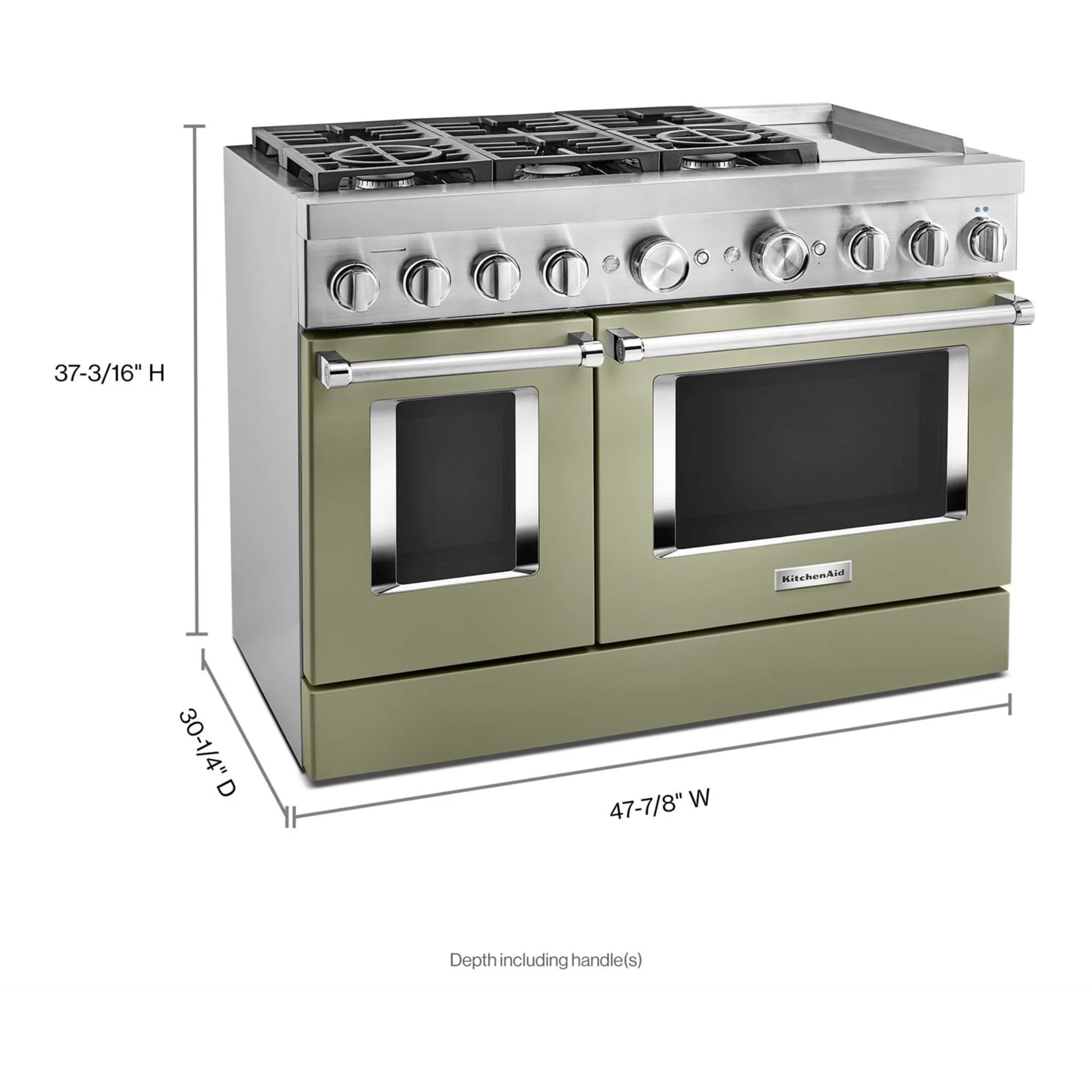 KitchenAid  48'' Smart Commercial-Style Dual Fuel Range with Griddle - Avocado Cream (KFDC558JAV) - Image 63