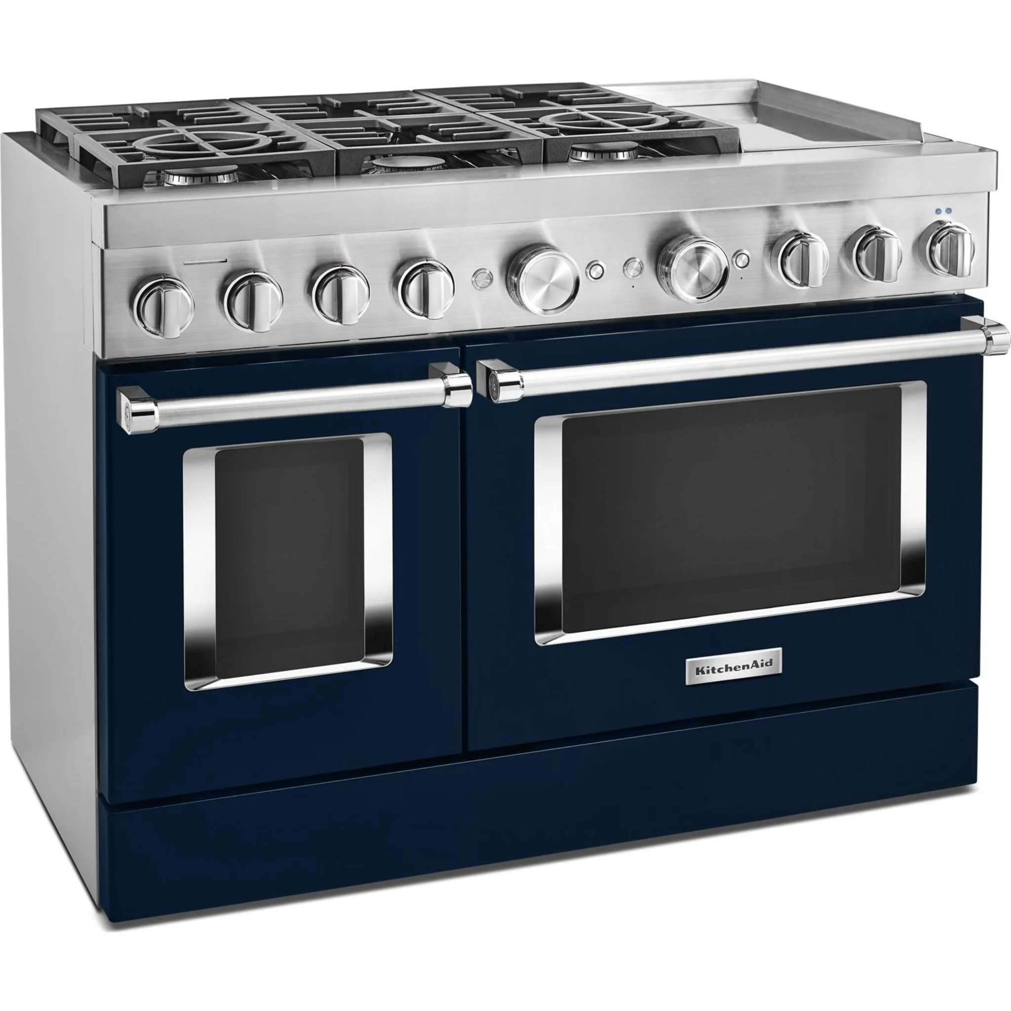 KitchenAid  48'' Smart Commercial-Style Dual Fuel Range with Griddle - Ink Blue (KFDC558JIB) - Image 15
