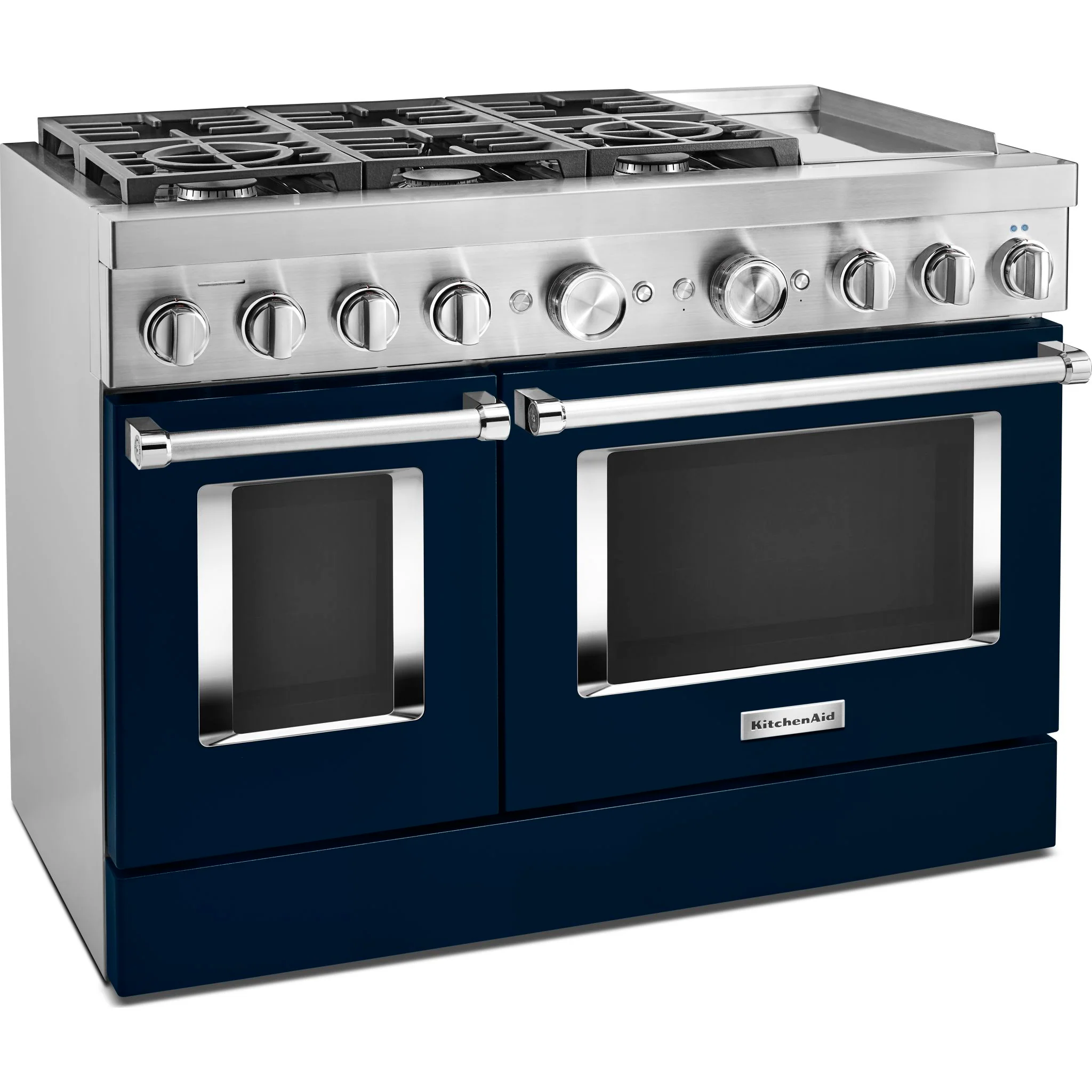 KitchenAid  48'' Smart Commercial-Style Dual Fuel Range with Griddle - Ink Blue (KFDC558JIB) - Image 3