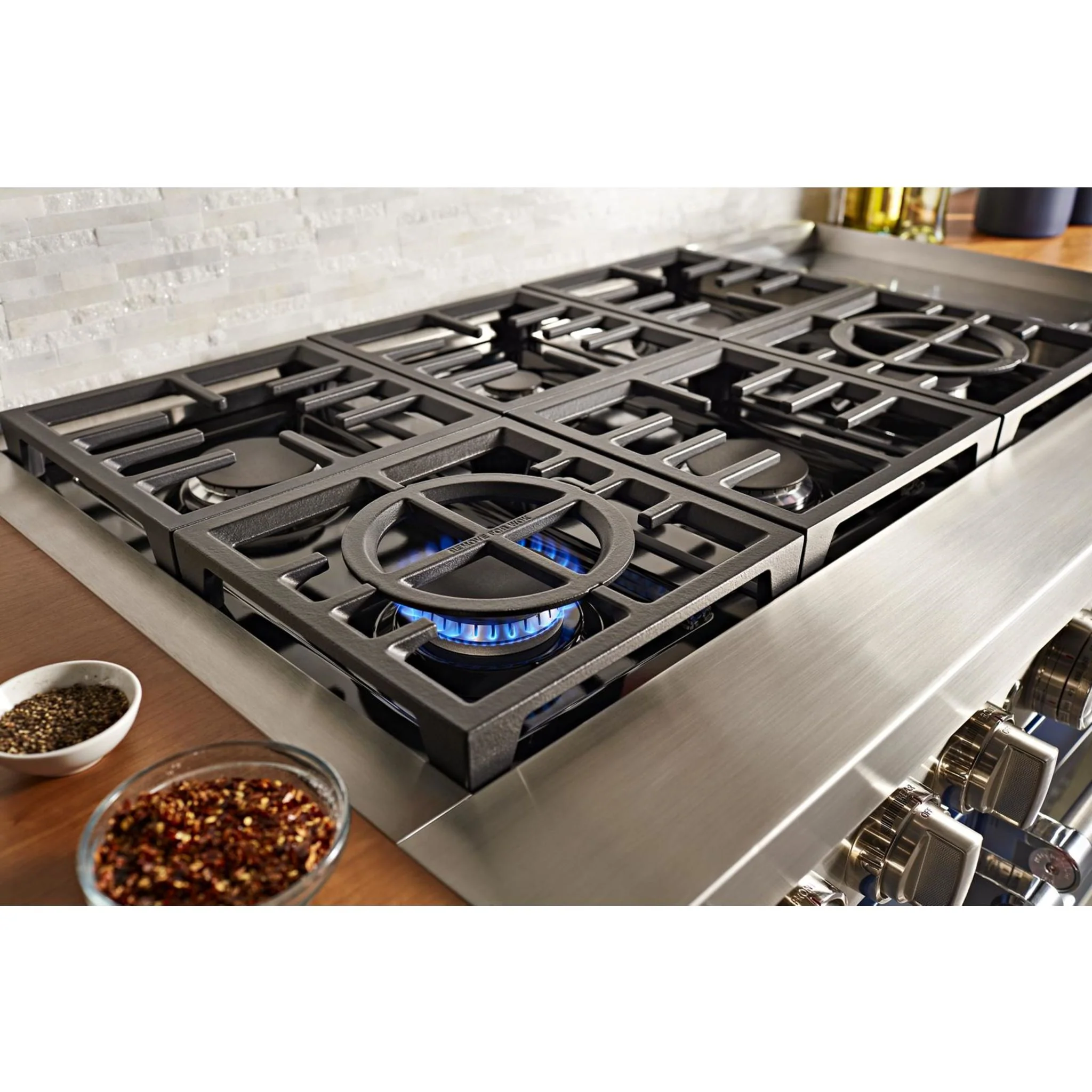 KitchenAid  48'' Smart Commercial-Style Dual Fuel Range with Griddle - Ink Blue (KFDC558JIB) - Image 33