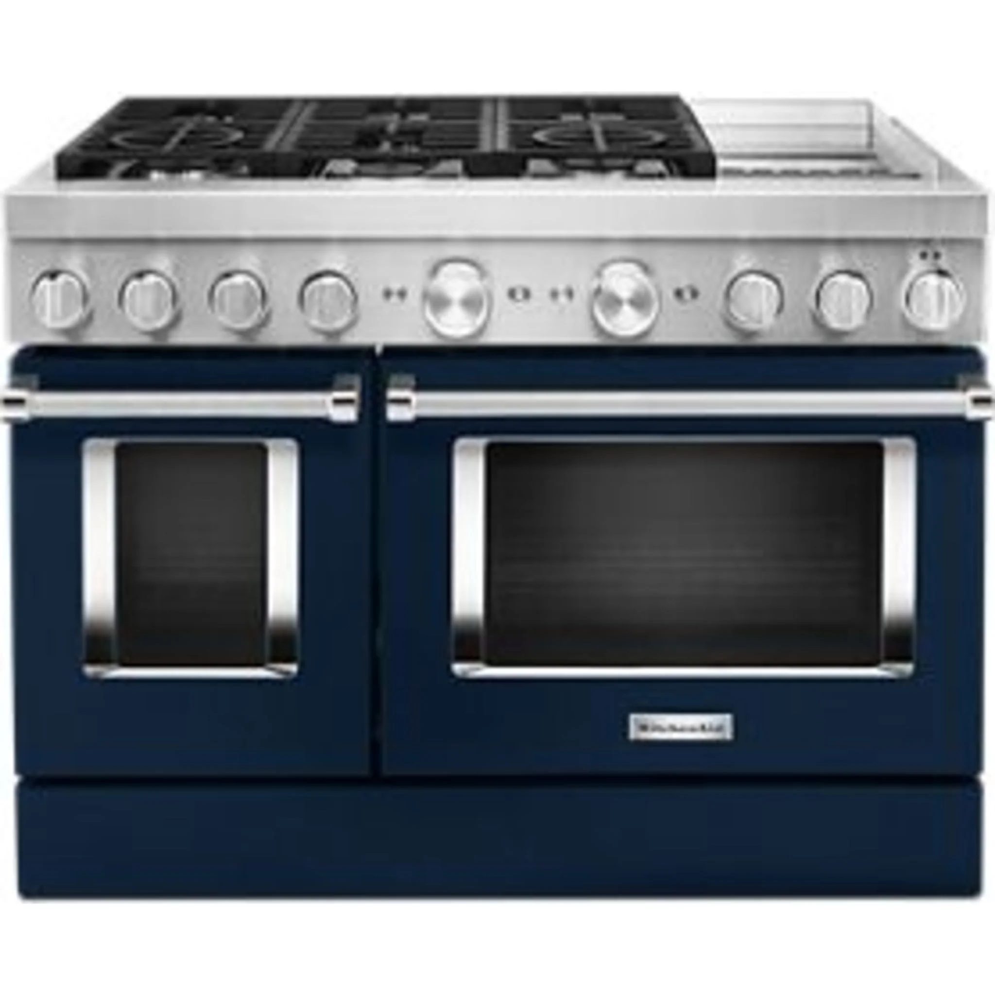KitchenAid  48'' Smart Commercial-Style Dual Fuel Range with Griddle - Ink Blue (KFDC558JIB) - Image 48