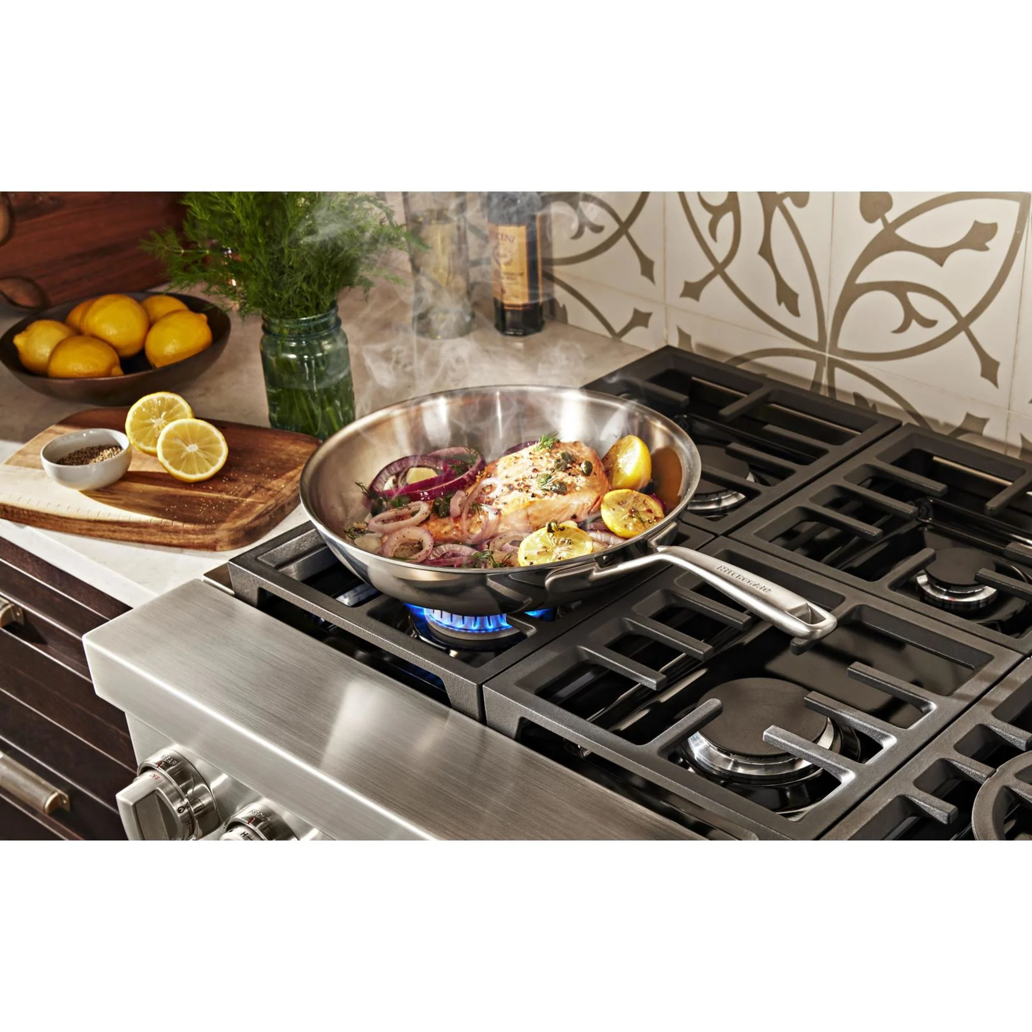 KitchenAid  48'' Smart Commercial-Style Dual Fuel Range with Griddle - Ink Blue (KFDC558JIB) - Image 57