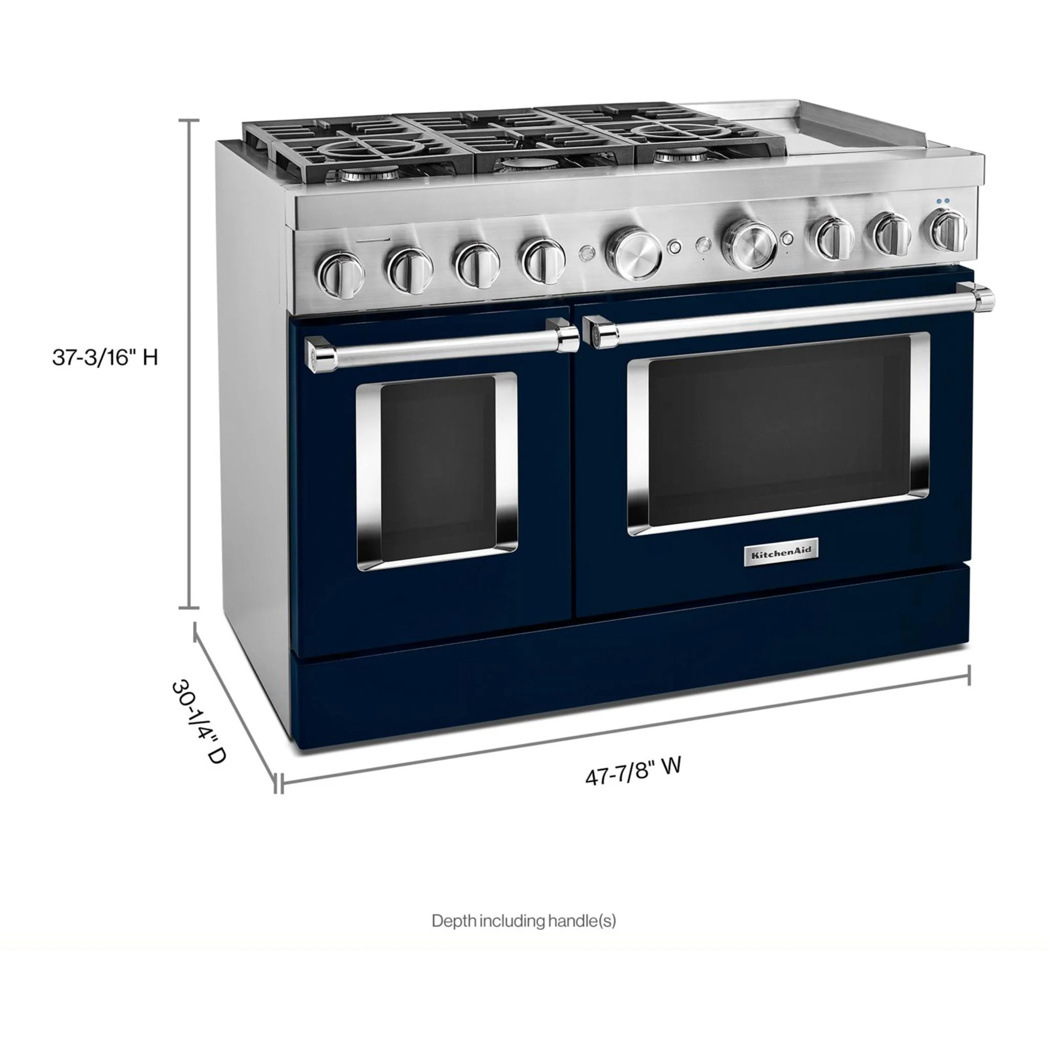 KitchenAid  48'' Smart Commercial-Style Dual Fuel Range with Griddle - Ink Blue (KFDC558JIB) - Image 59