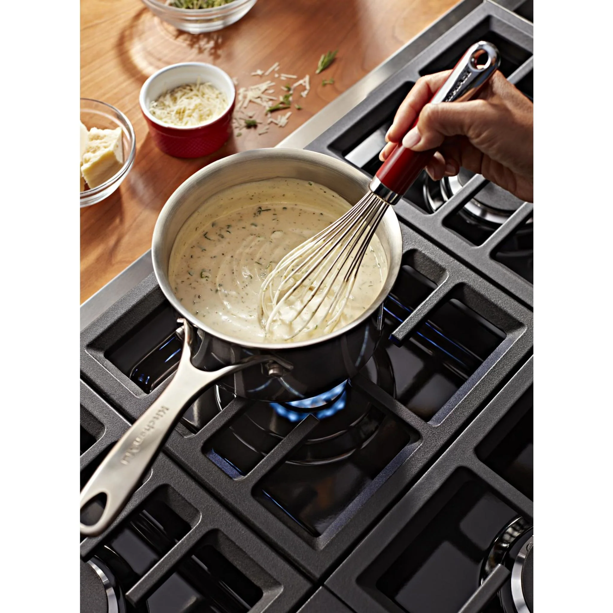 KitchenAid  48'' Smart Commercial-Style Dual Fuel Range with Griddle - Milkshake (KFDC558JMH) - Image 18