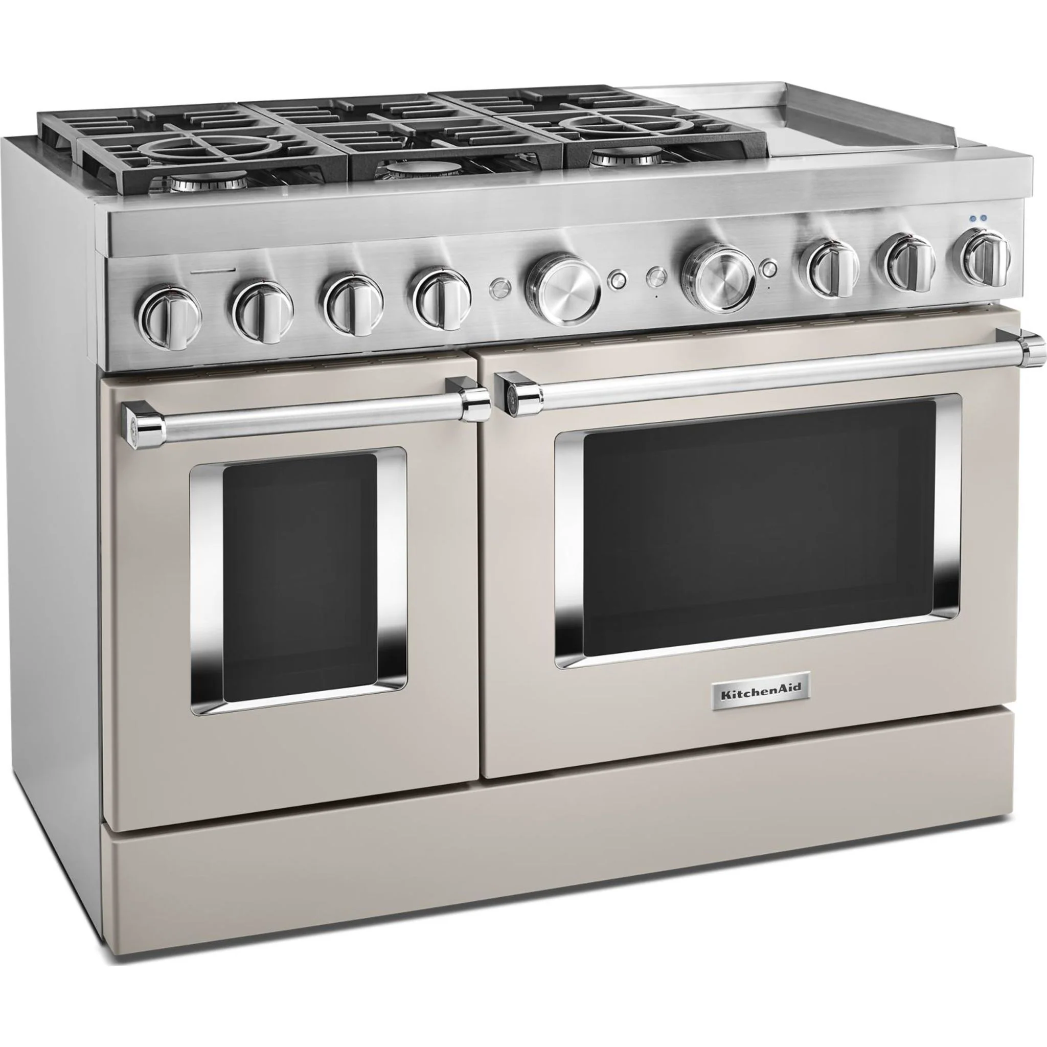 KitchenAid  48'' Smart Commercial-Style Dual Fuel Range with Griddle - Milkshake (KFDC558JMH) - Image 25