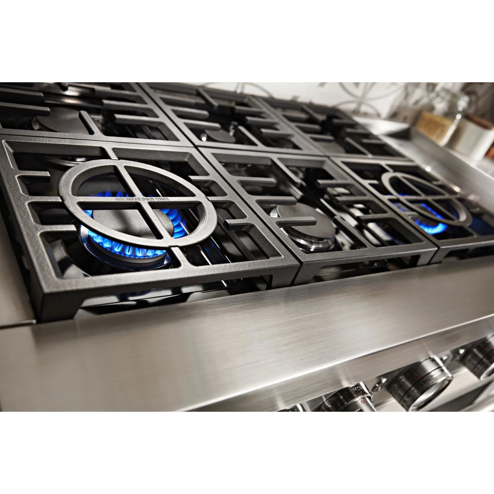 KitchenAid  48'' Smart Commercial-Style Dual Fuel Range with Griddle - Milkshake (KFDC558JMH) - Image 34