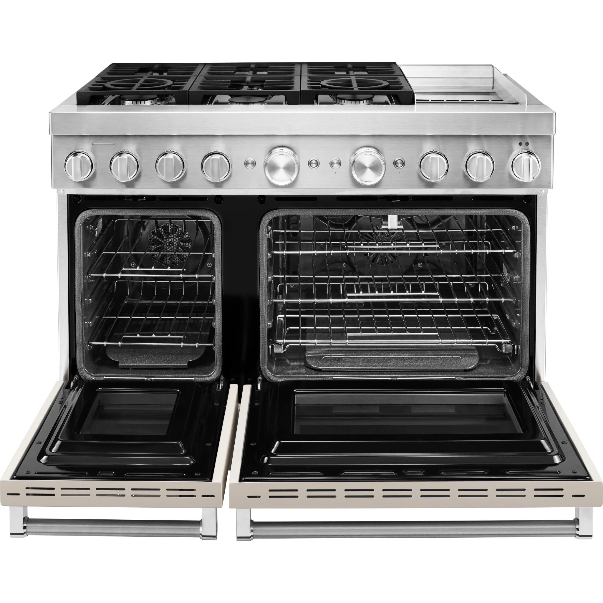 KitchenAid  48'' Smart Commercial-Style Dual Fuel Range with Griddle - Milkshake (KFDC558JMH) - Image 4