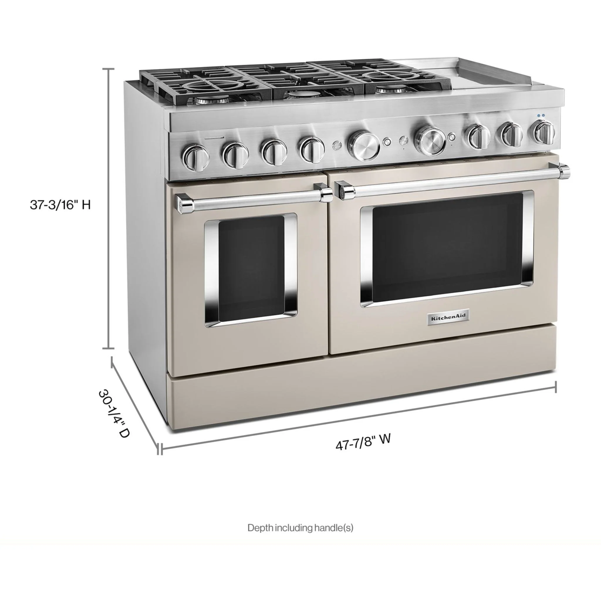 KitchenAid  48'' Smart Commercial-Style Dual Fuel Range with Griddle - Milkshake (KFDC558JMH) - Image 64