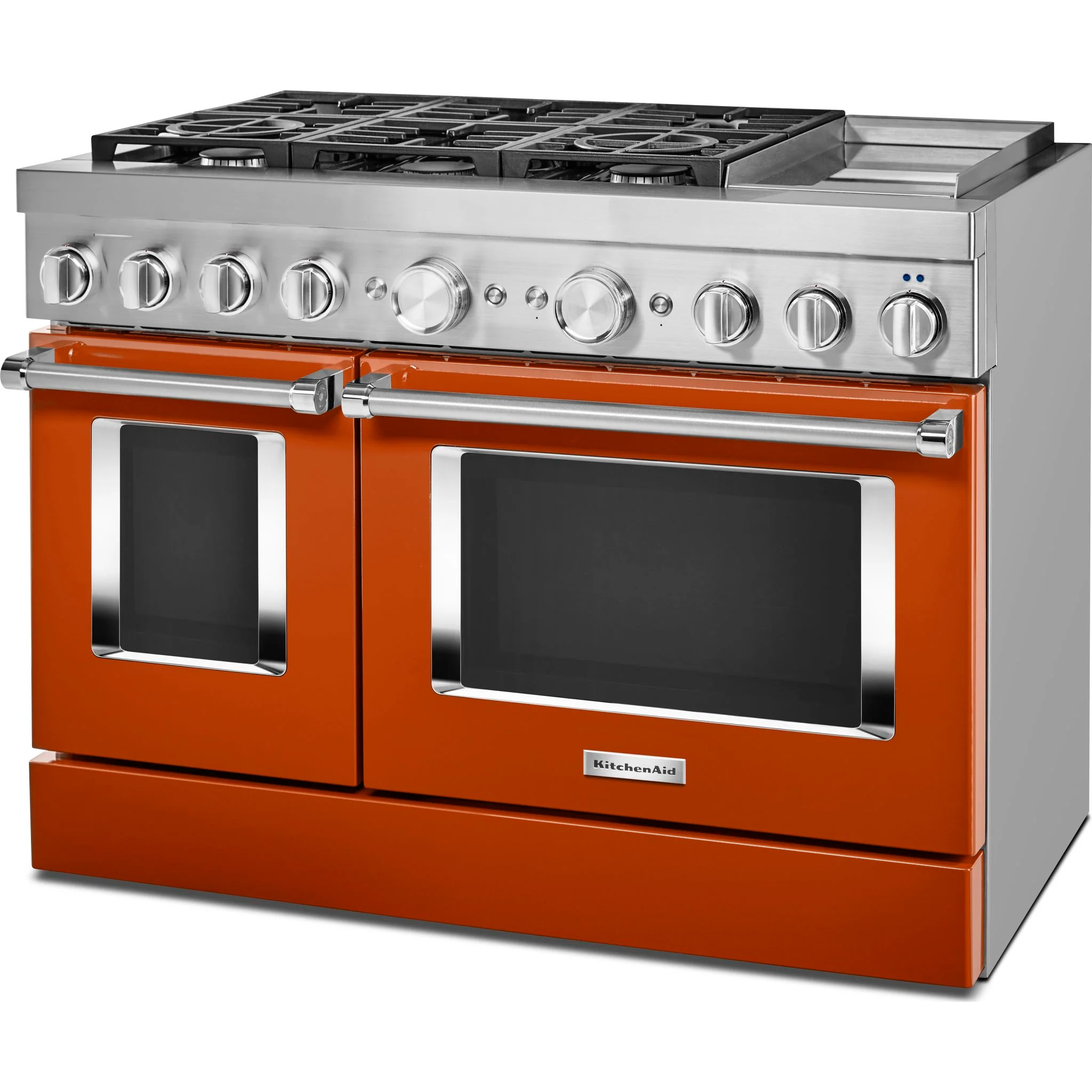 KitchenAid  48'' Smart Commercial-Style Dual Fuel Range with Griddle - Scorched Orange (KFDC558JSC) - Image 2