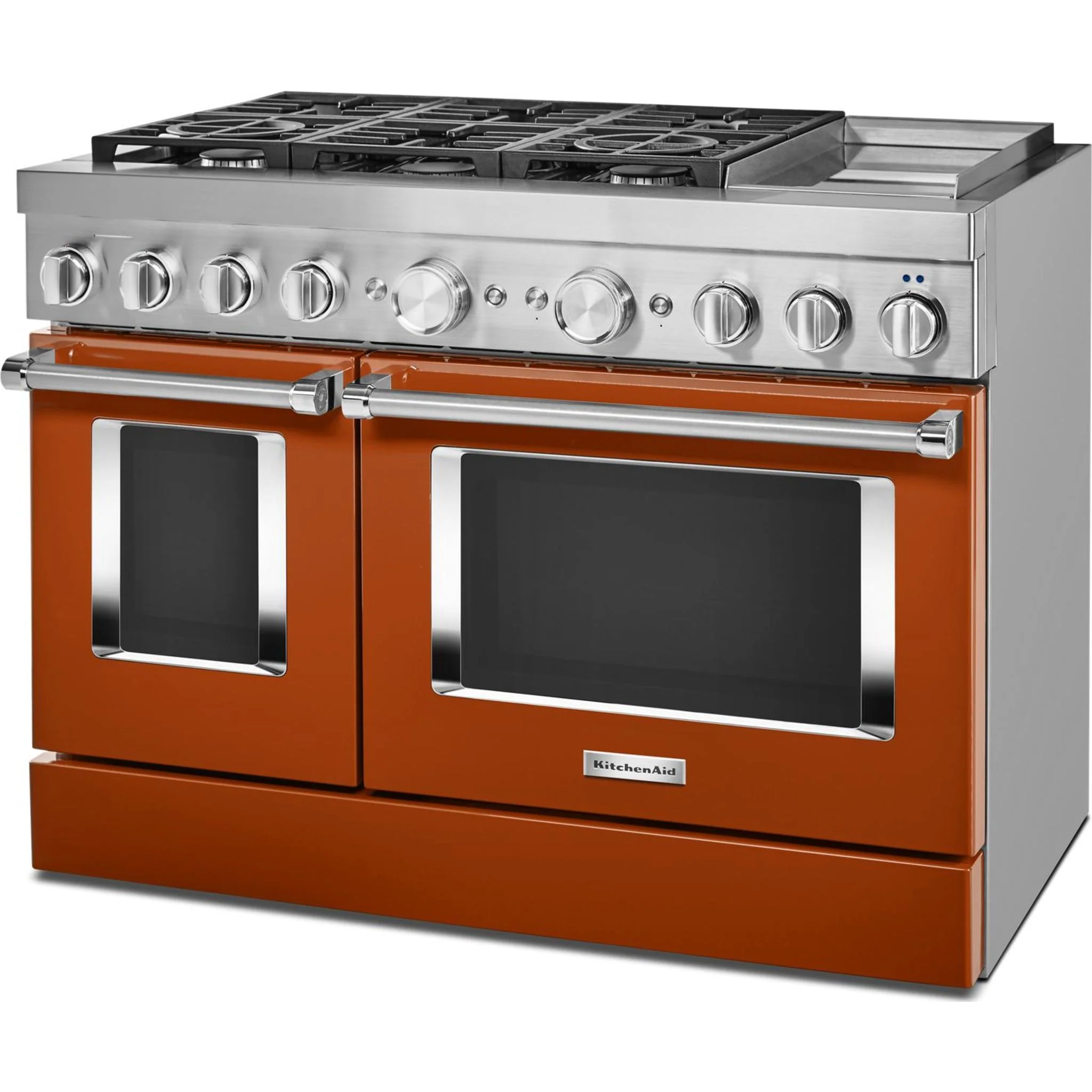 KitchenAid  48'' Smart Commercial-Style Dual Fuel Range with Griddle - Scorched Orange (KFDC558JSC) - Image 27