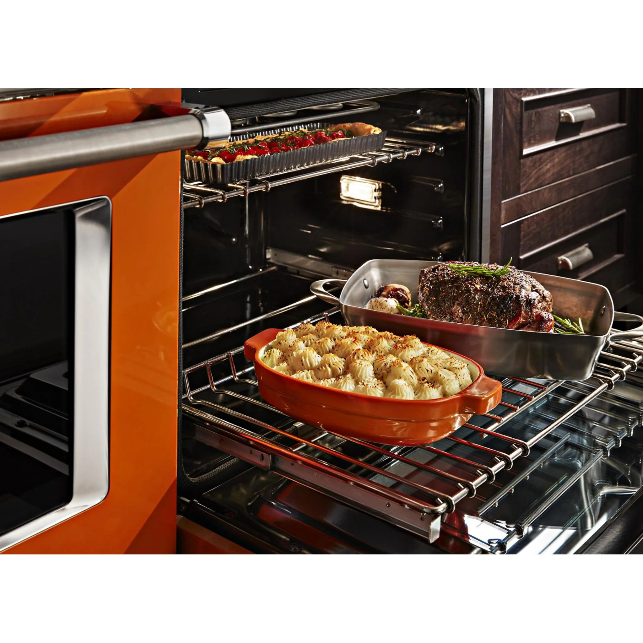 KitchenAid  48'' Smart Commercial-Style Dual Fuel Range with Griddle - Scorched Orange (KFDC558JSC) - Image 29