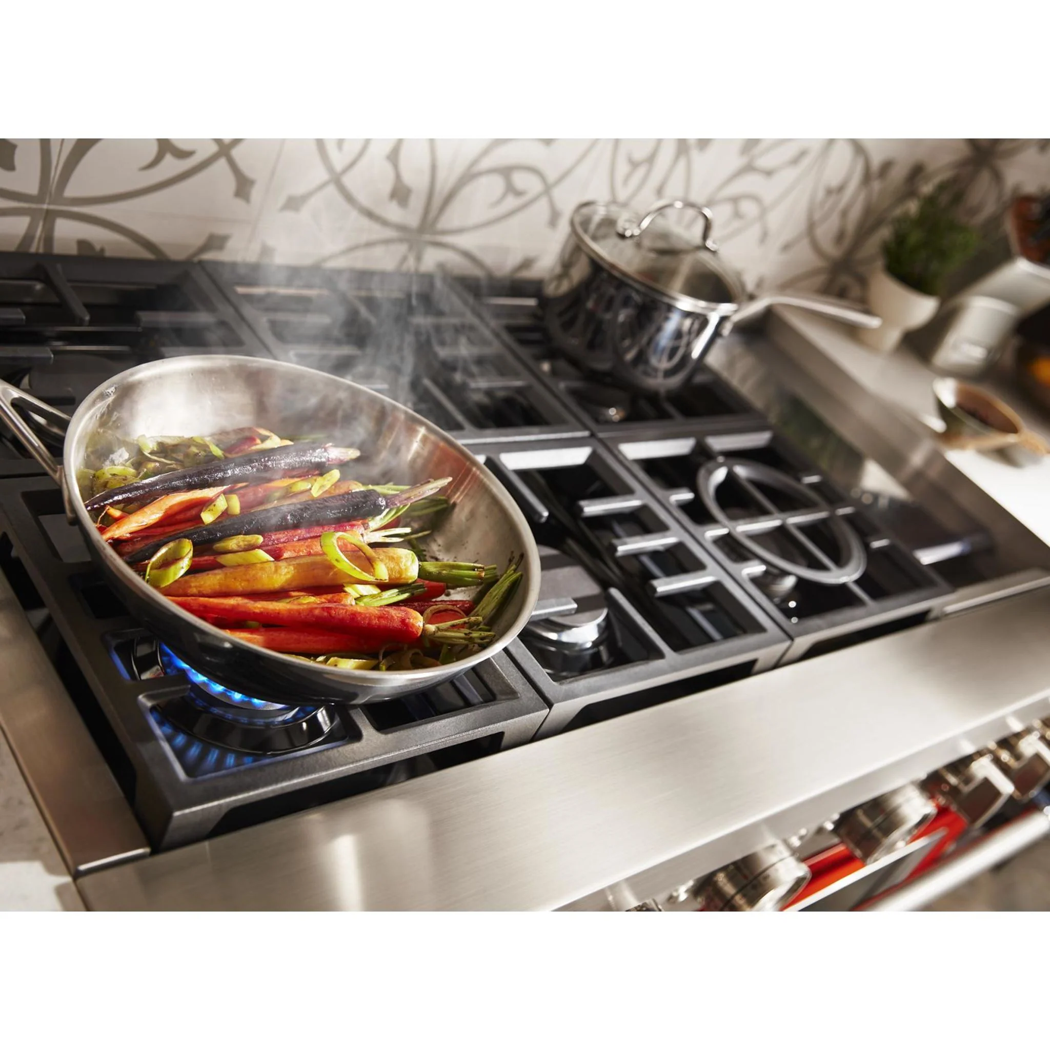 KitchenAid  48'' Smart Commercial-Style Dual Fuel Range with Griddle - Scorched Orange (KFDC558JSC) - Image 51