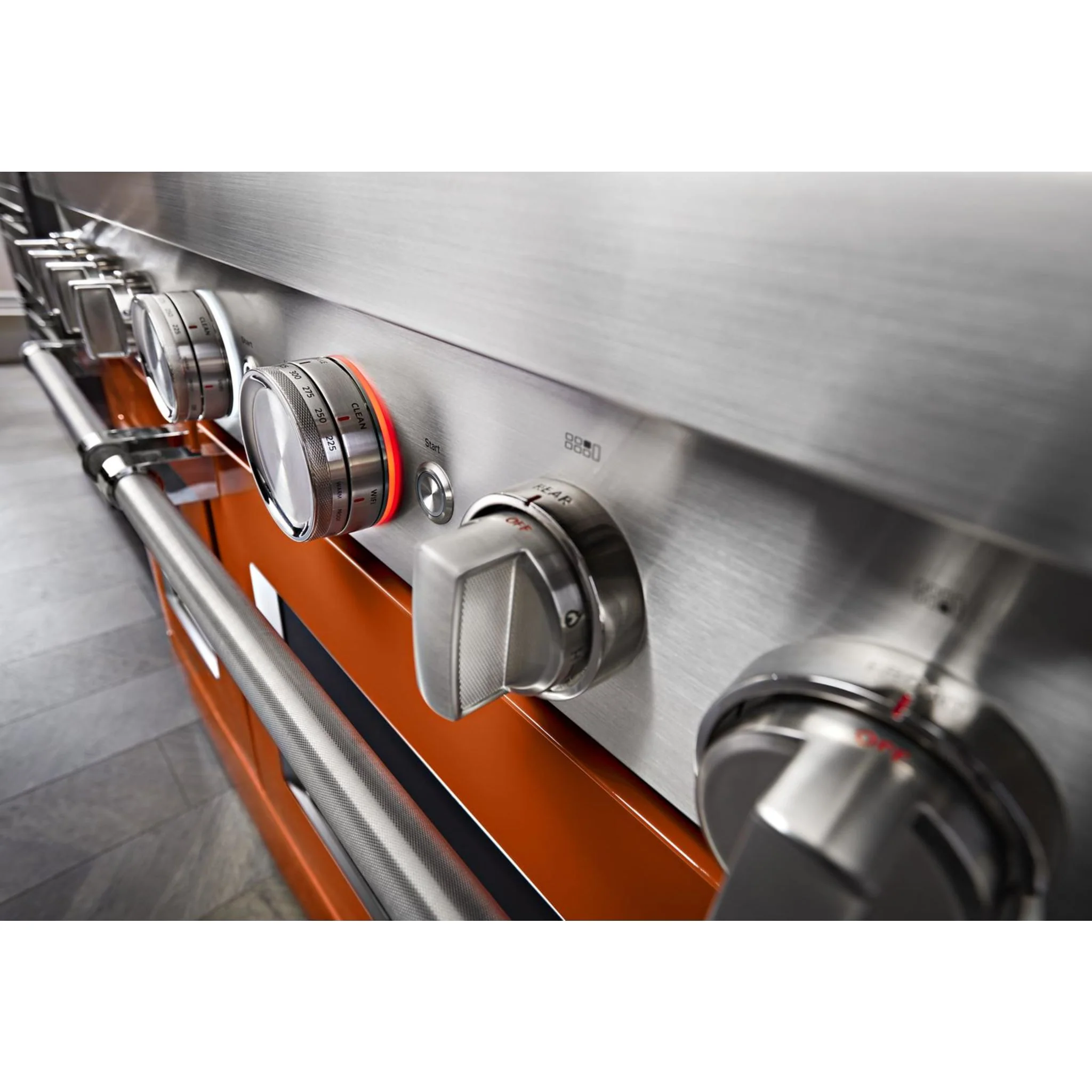 KitchenAid  48'' Smart Commercial-Style Dual Fuel Range with Griddle - Scorched Orange (KFDC558JSC) - Image 64