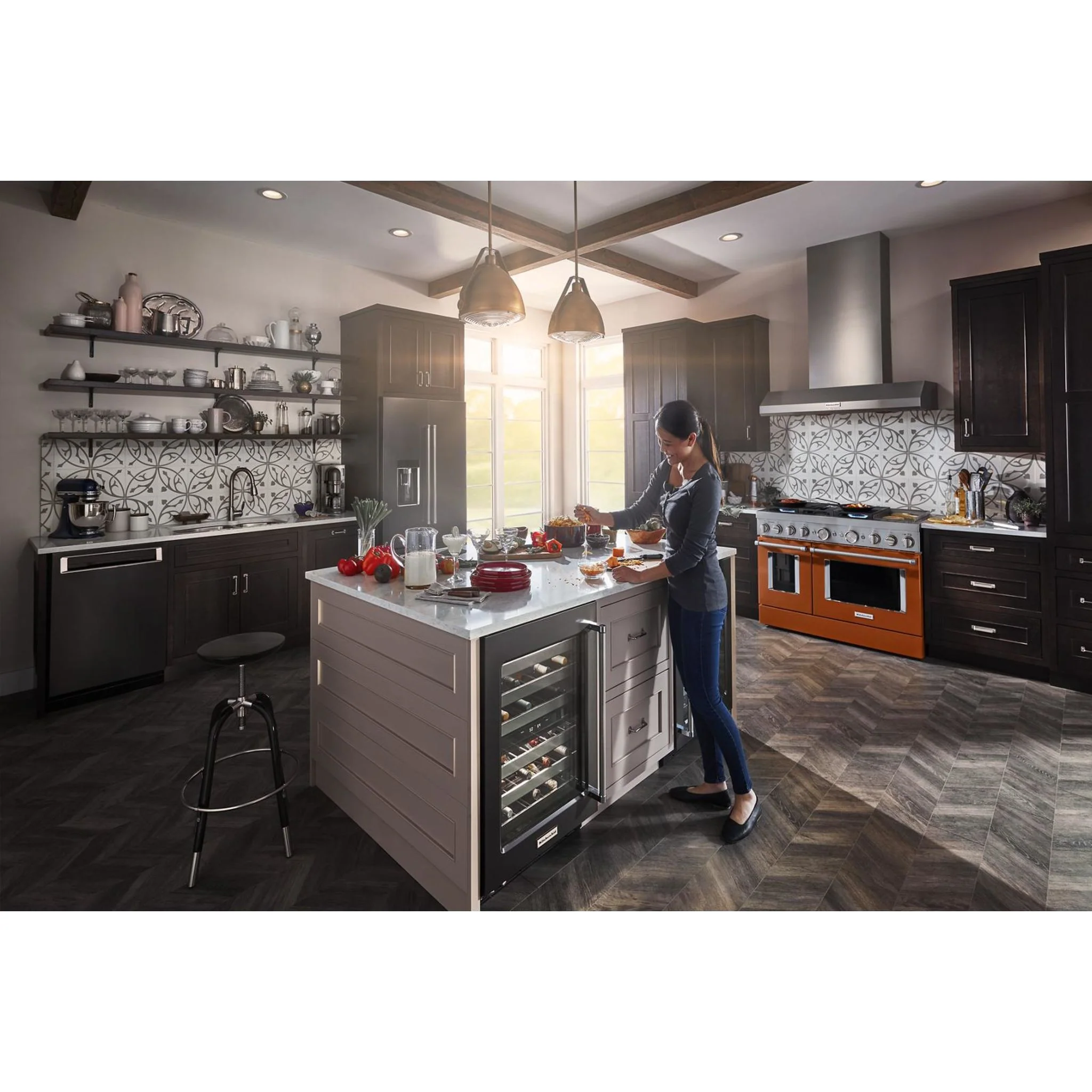 KitchenAid  48'' Smart Commercial-Style Dual Fuel Range with Griddle - Scorched Orange (KFDC558JSC) - Image 67
