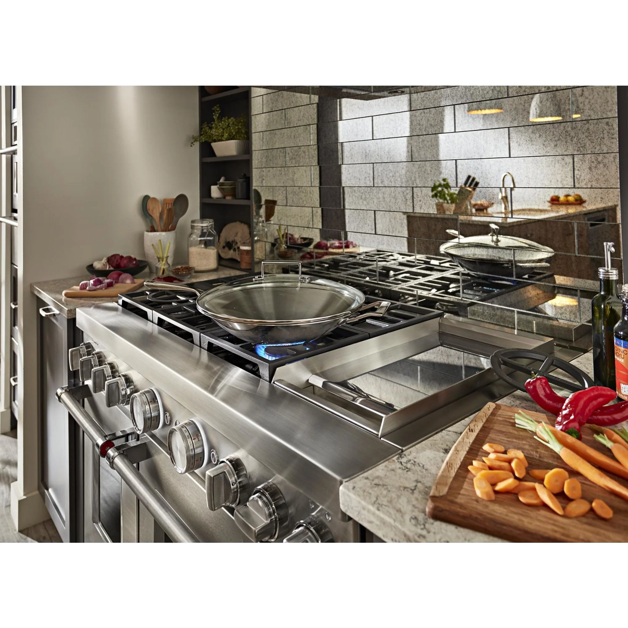 KitchenAid  48'' Smart Commercial-Style Dual Fuel Range with Griddle - Stainless Steel (KFDC558JSS) - Image 46