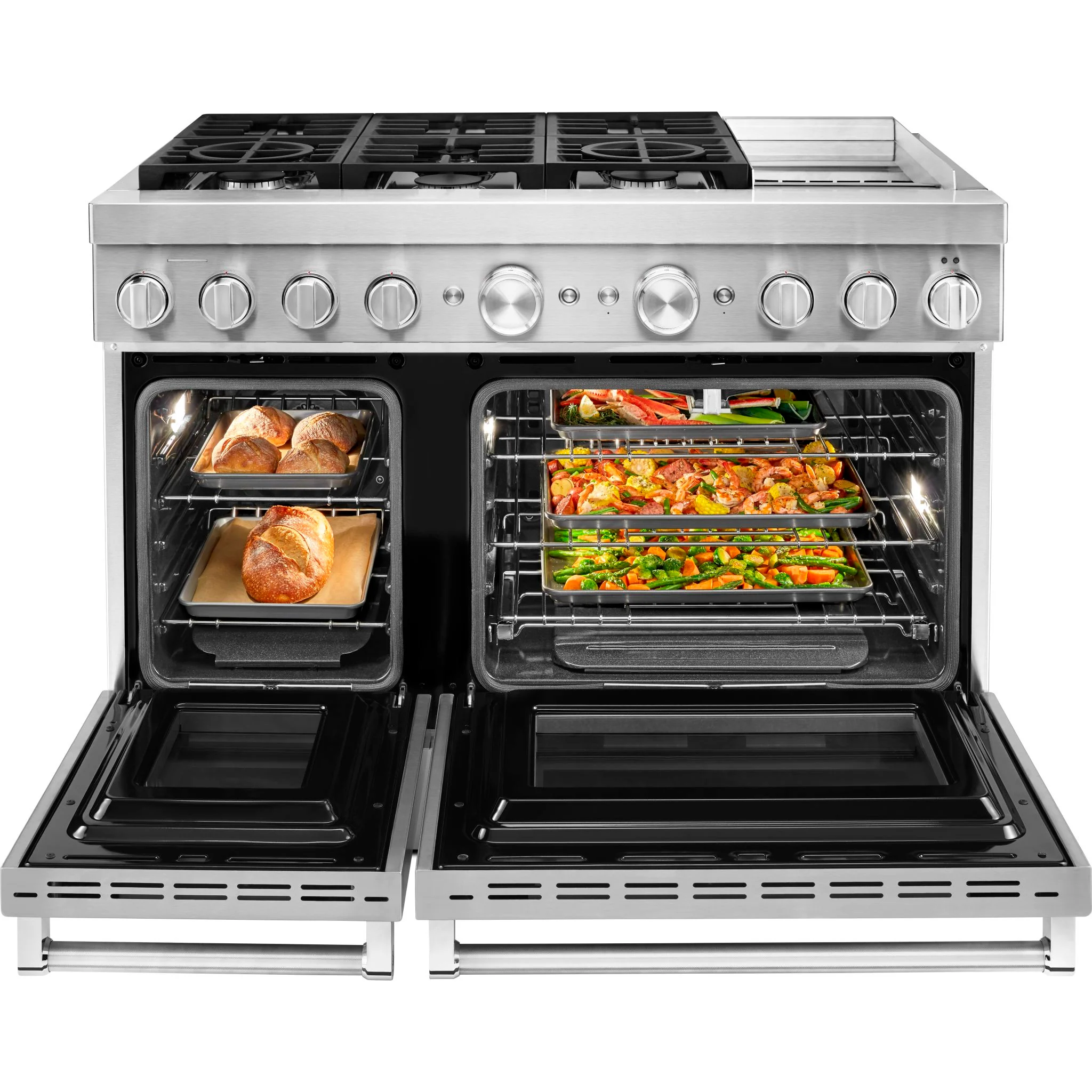 KitchenAid  48'' Smart Commercial-Style Dual Fuel Range with Griddle - Stainless Steel (KFDC558JSS) - Image 5