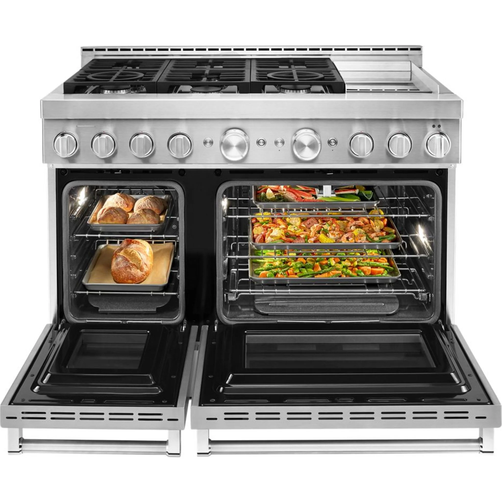 KitchenAid  48'' Smart Commercial-Style Gas Range with Griddle - Avocado Cream (KFGC558JAV) - Image 14