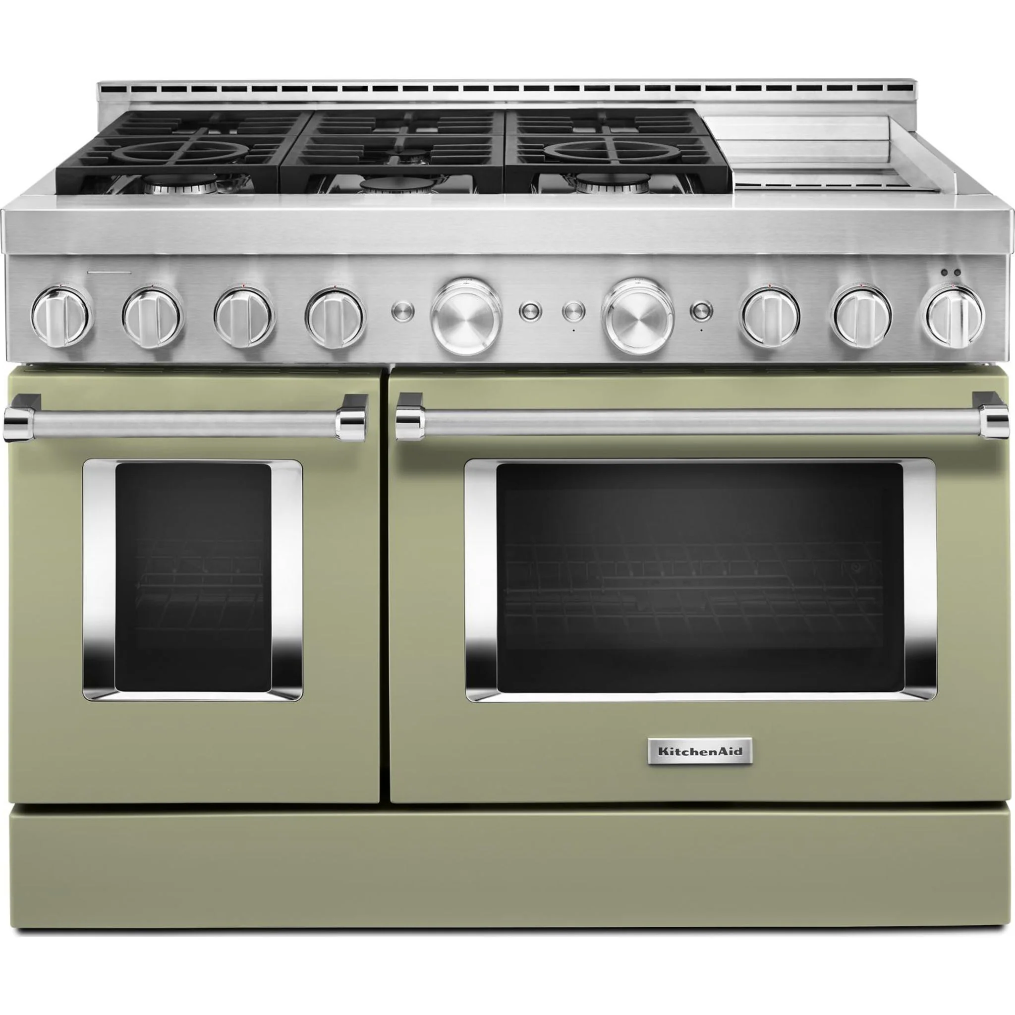 KitchenAid  48'' Smart Commercial-Style Gas Range with Griddle - Avocado Cream (KFGC558JAV) - Image 2
