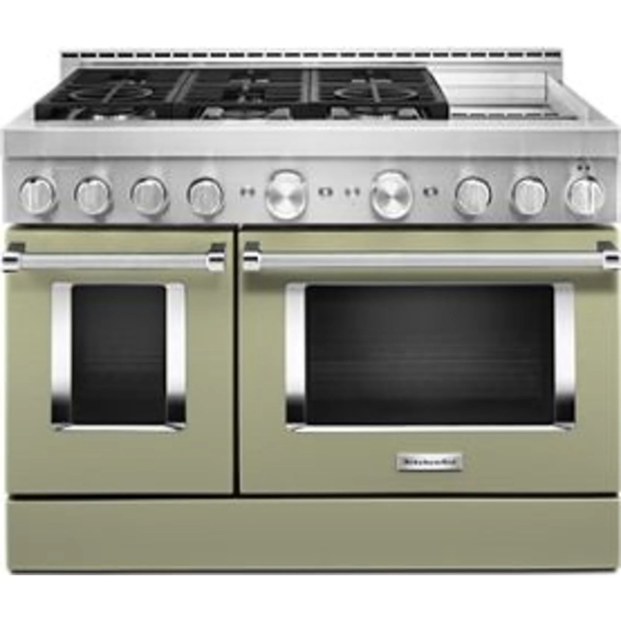 KitchenAid  48'' Smart Commercial-Style Gas Range with Griddle - Avocado Cream (KFGC558JAV) - Image 44