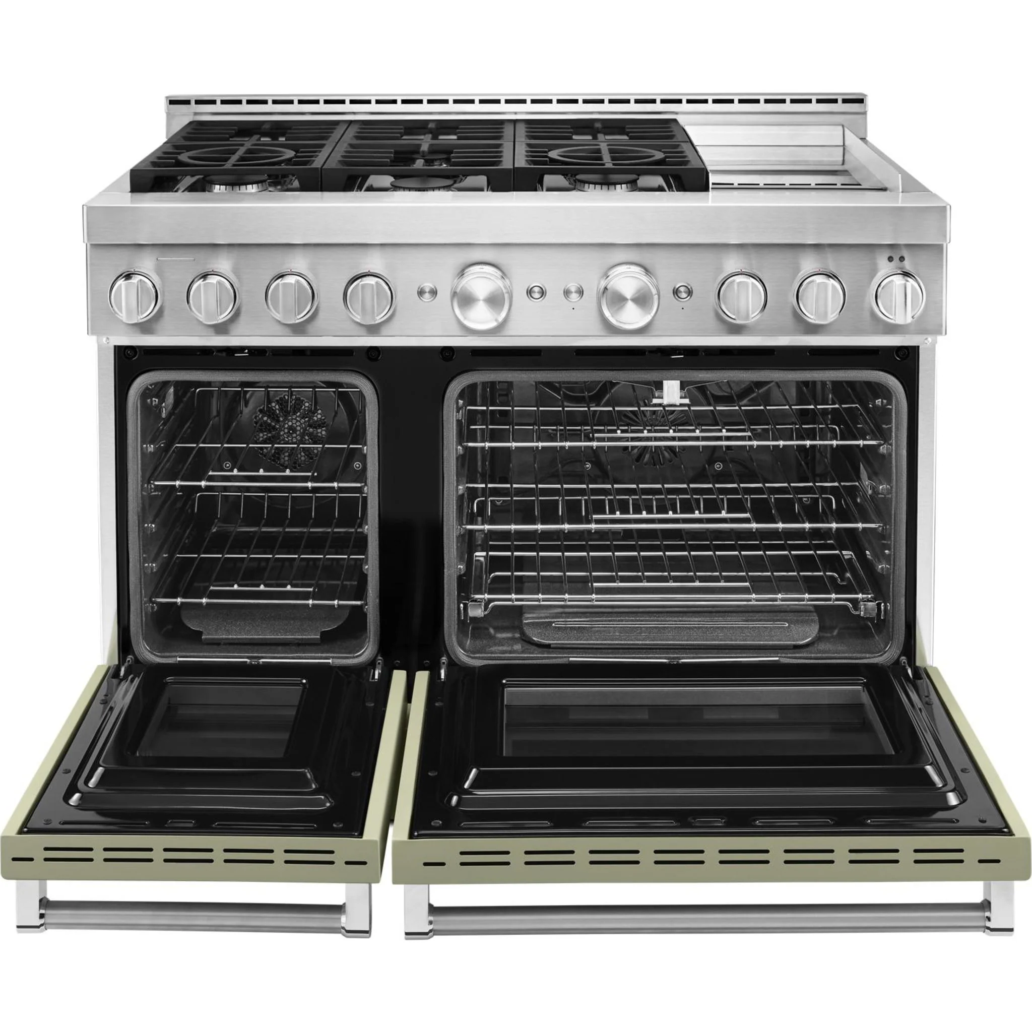 KitchenAid  48'' Smart Commercial-Style Gas Range with Griddle - Avocado Cream (KFGC558JAV) - Image 8