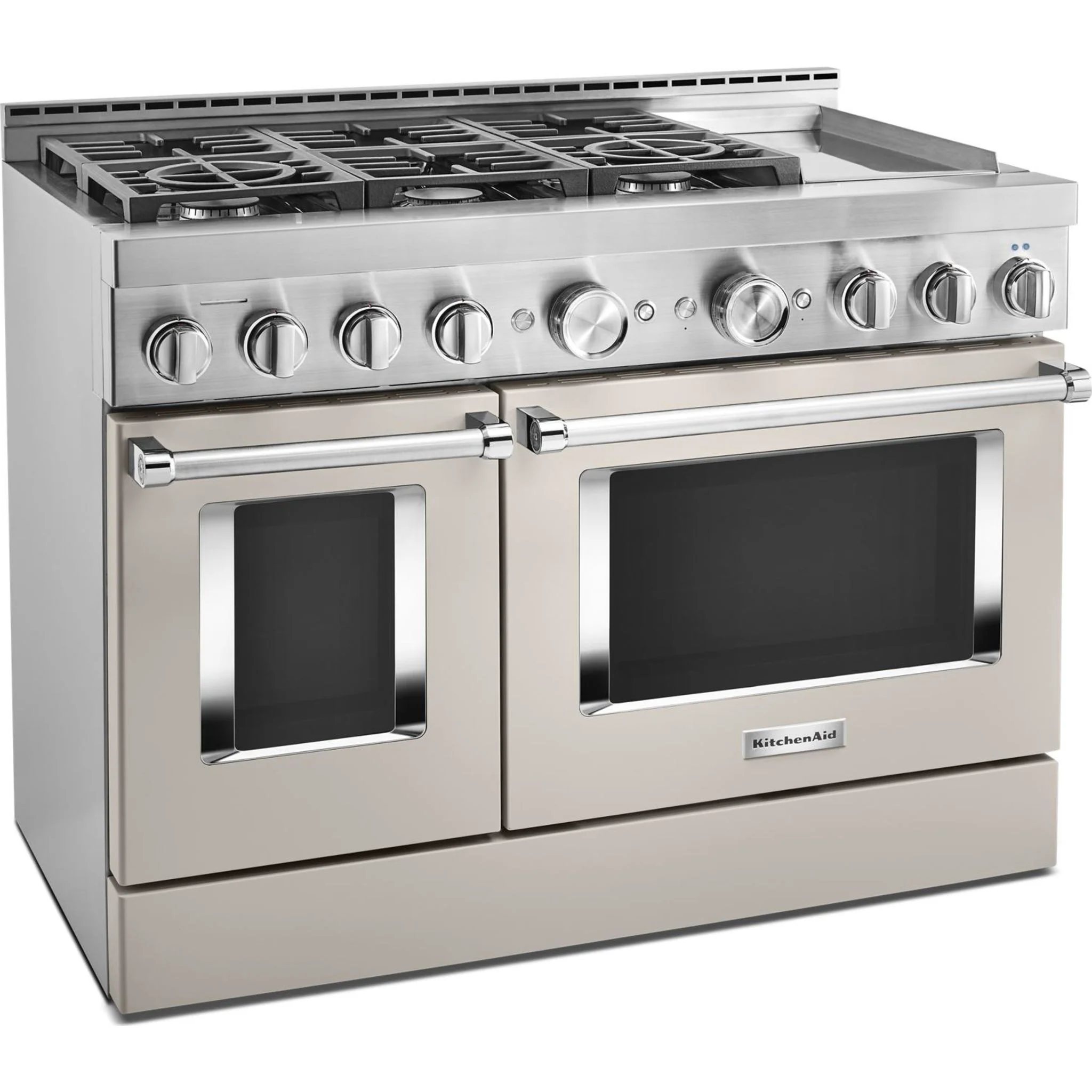 KitchenAid  48'' Smart Commercial-Style Gas Range with Griddle - Milkshake (KFGC558JMH) - Image 11