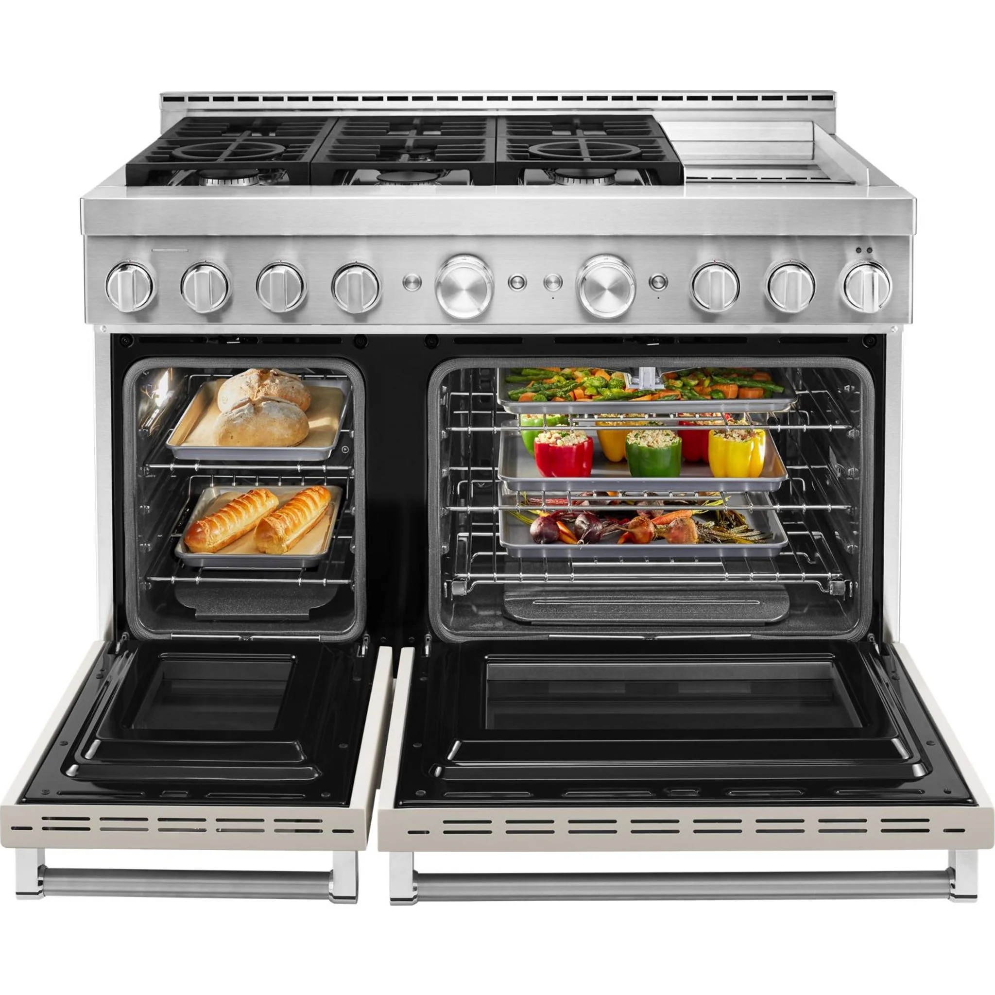 KitchenAid  48'' Smart Commercial-Style Gas Range with Griddle - Milkshake (KFGC558JMH) - Image 15