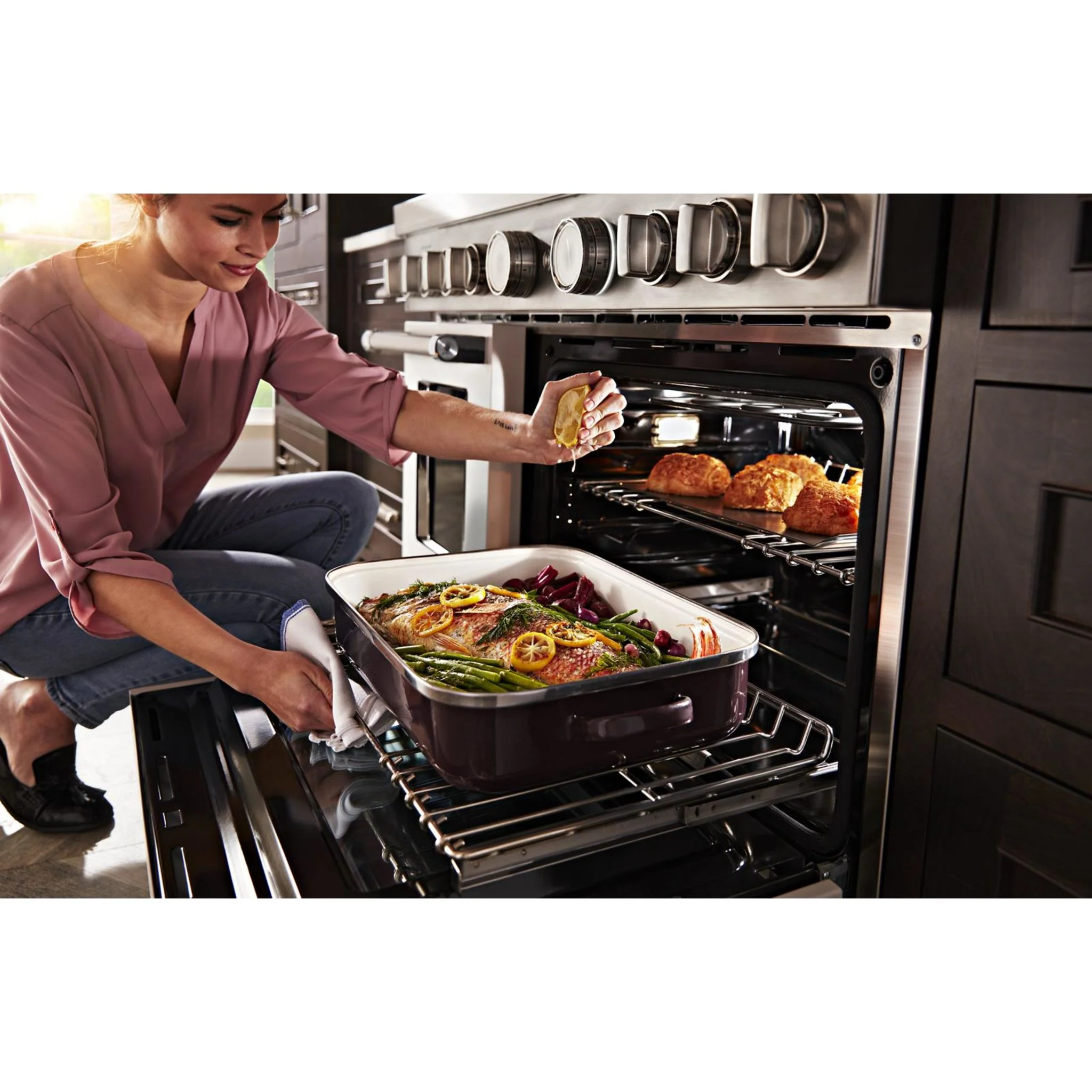 KitchenAid  48'' Smart Commercial-Style Gas Range with Griddle - Milkshake (KFGC558JMH) - Image 18