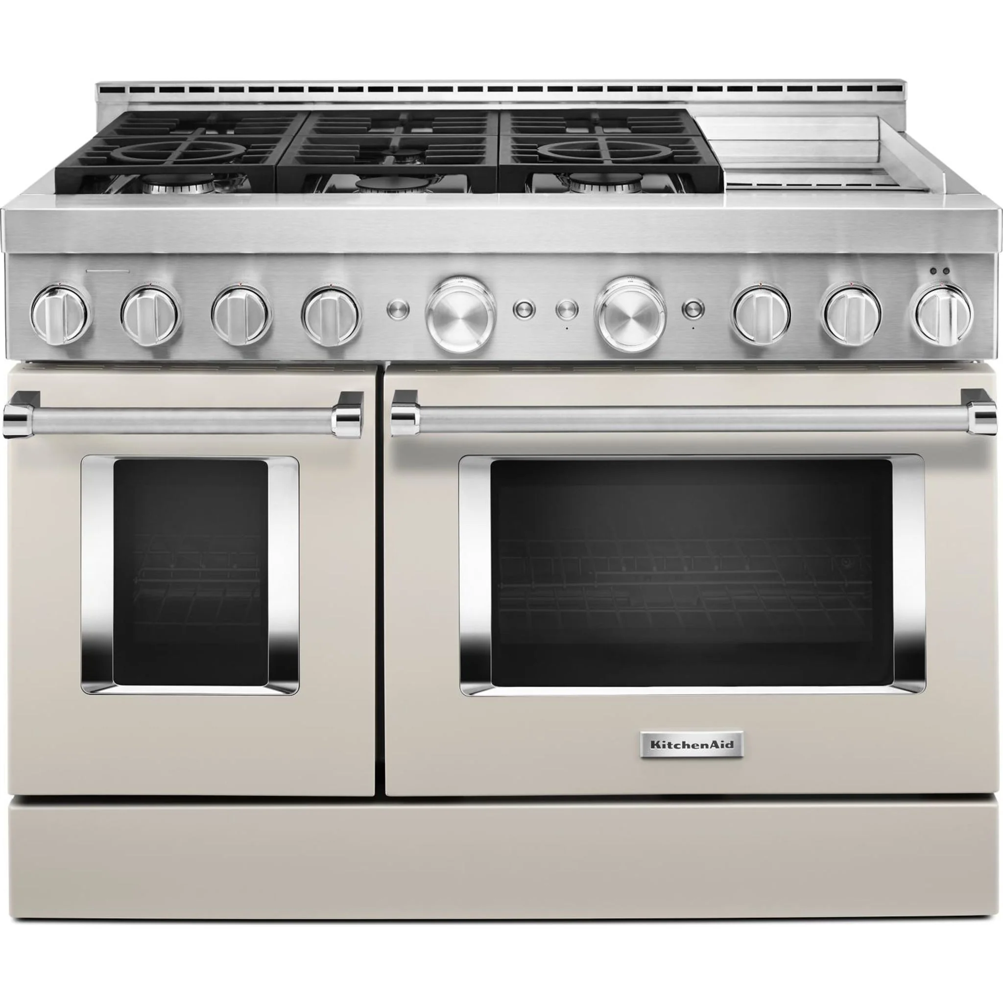KitchenAid  48'' Smart Commercial-Style Gas Range with Griddle - Milkshake (KFGC558JMH) - Image 4