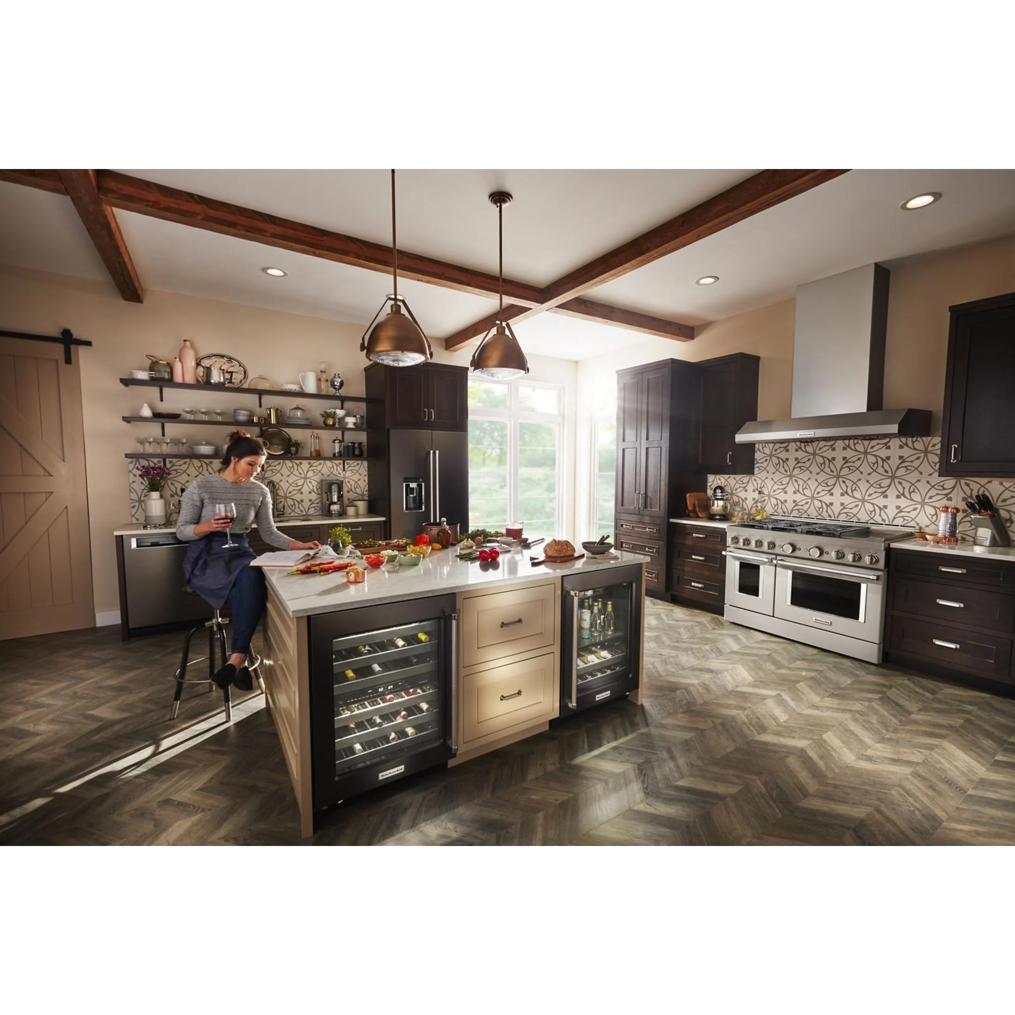 KitchenAid  48'' Smart Commercial-Style Gas Range with Griddle - Milkshake (KFGC558JMH) - Image 50