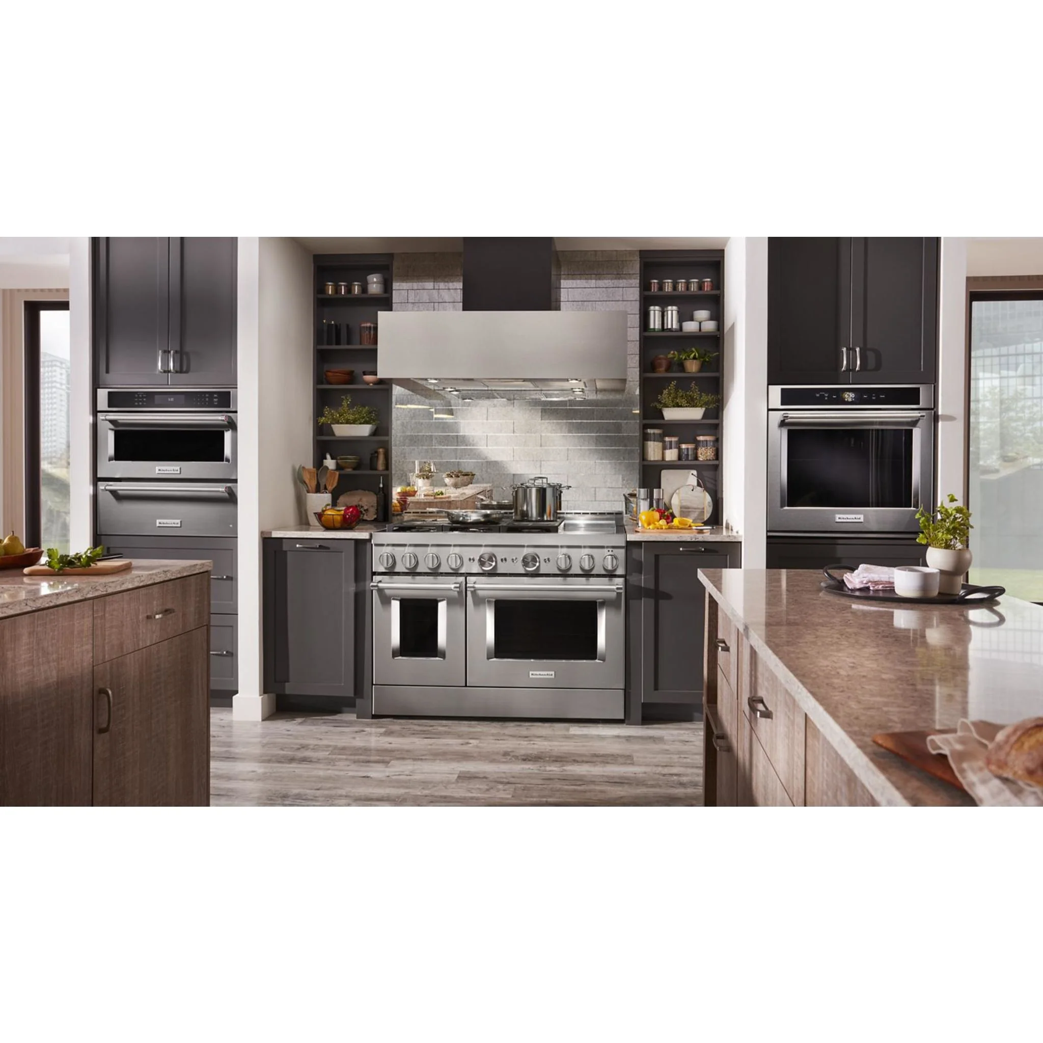 KitchenAid  48'' Smart Commercial-Style Gas Range with Griddle - Stainless Steel (KFGC558JSS) - Image 48