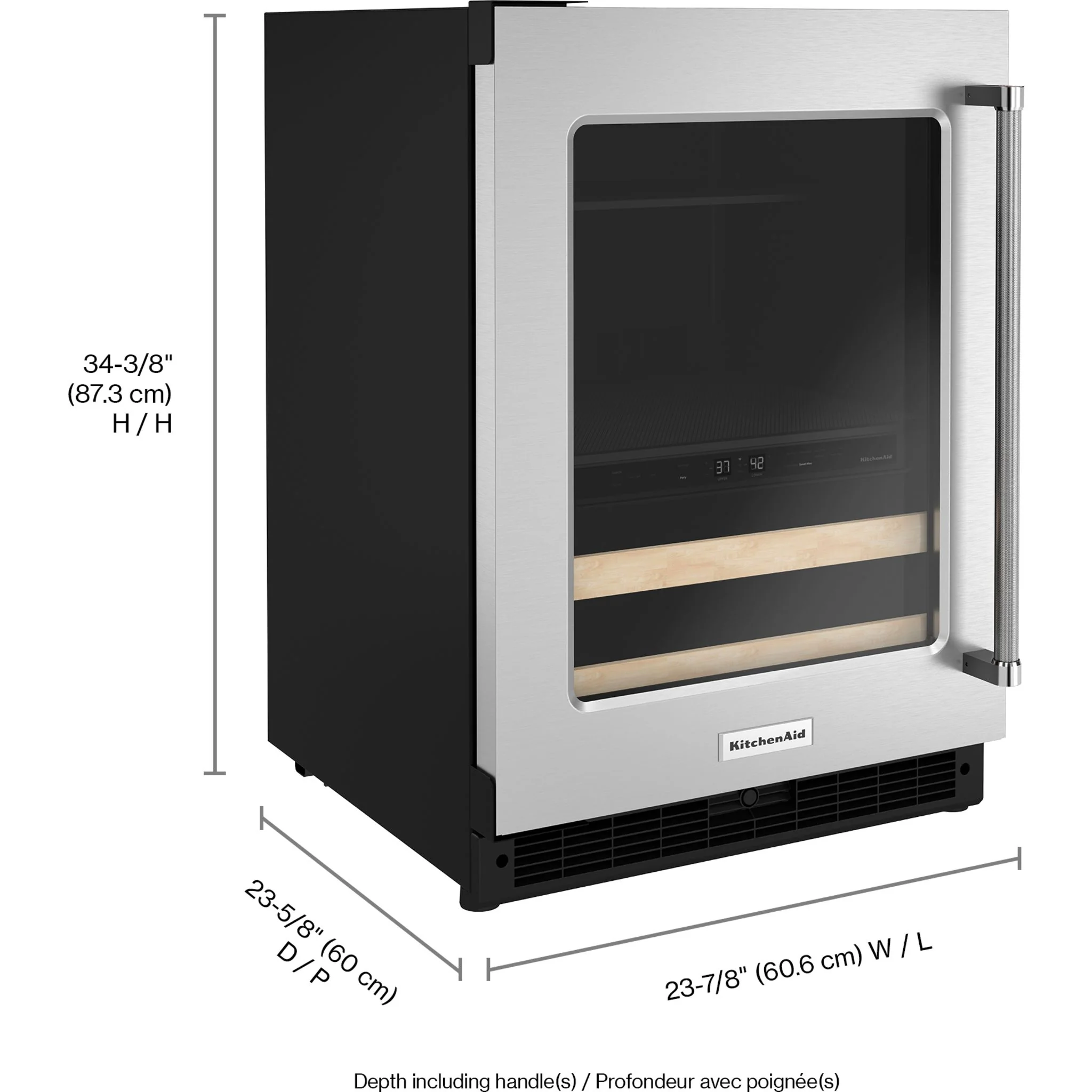 KitchenAid 24" Beverage Center with Glass Door and Wood-Front Racks - Stainless Steel (KUBL214KSB) - Image 3