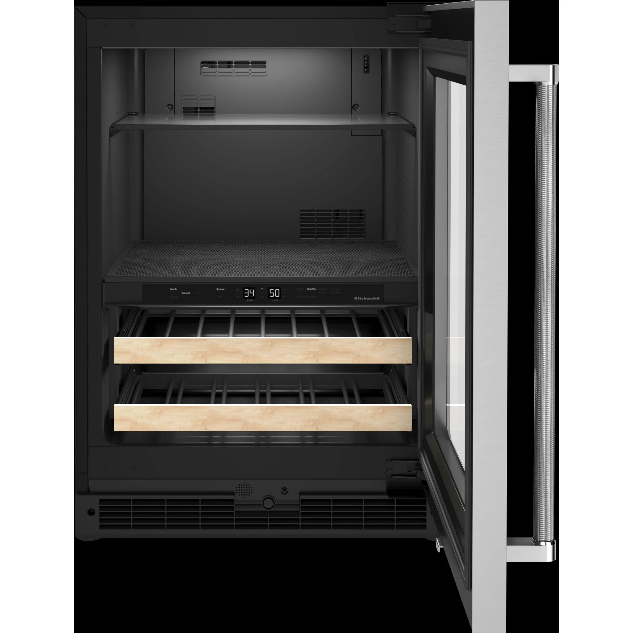 KitchenAid 24" Beverage Center with Glass Door and Wood-Front Racks - Stainless Steel (KUBR214KSB) - Image 2