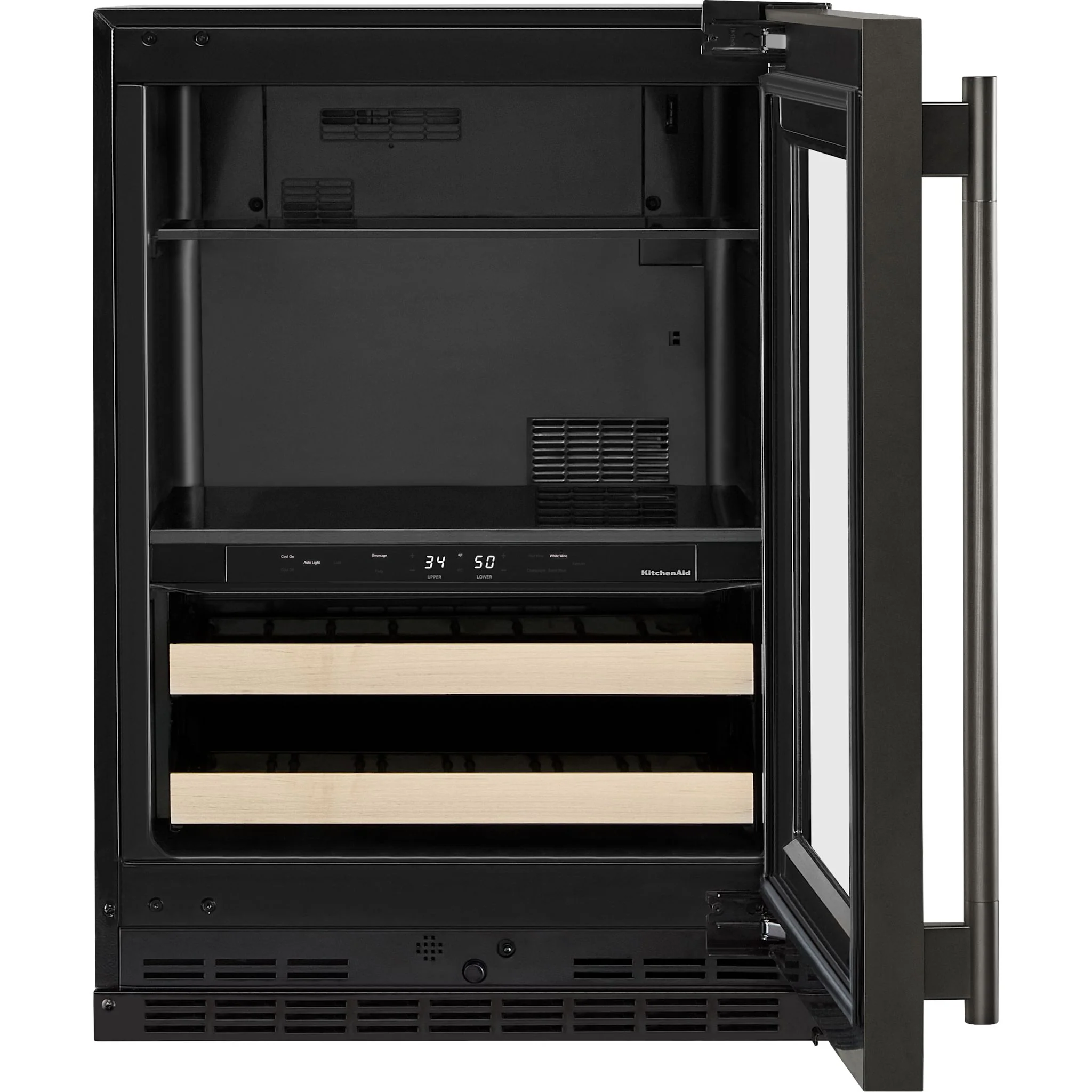 KitchenAid 24" Beverage Center with Glass Door and Wood-Front Racks -Black Ore (KUBR524SBE) - Image 2