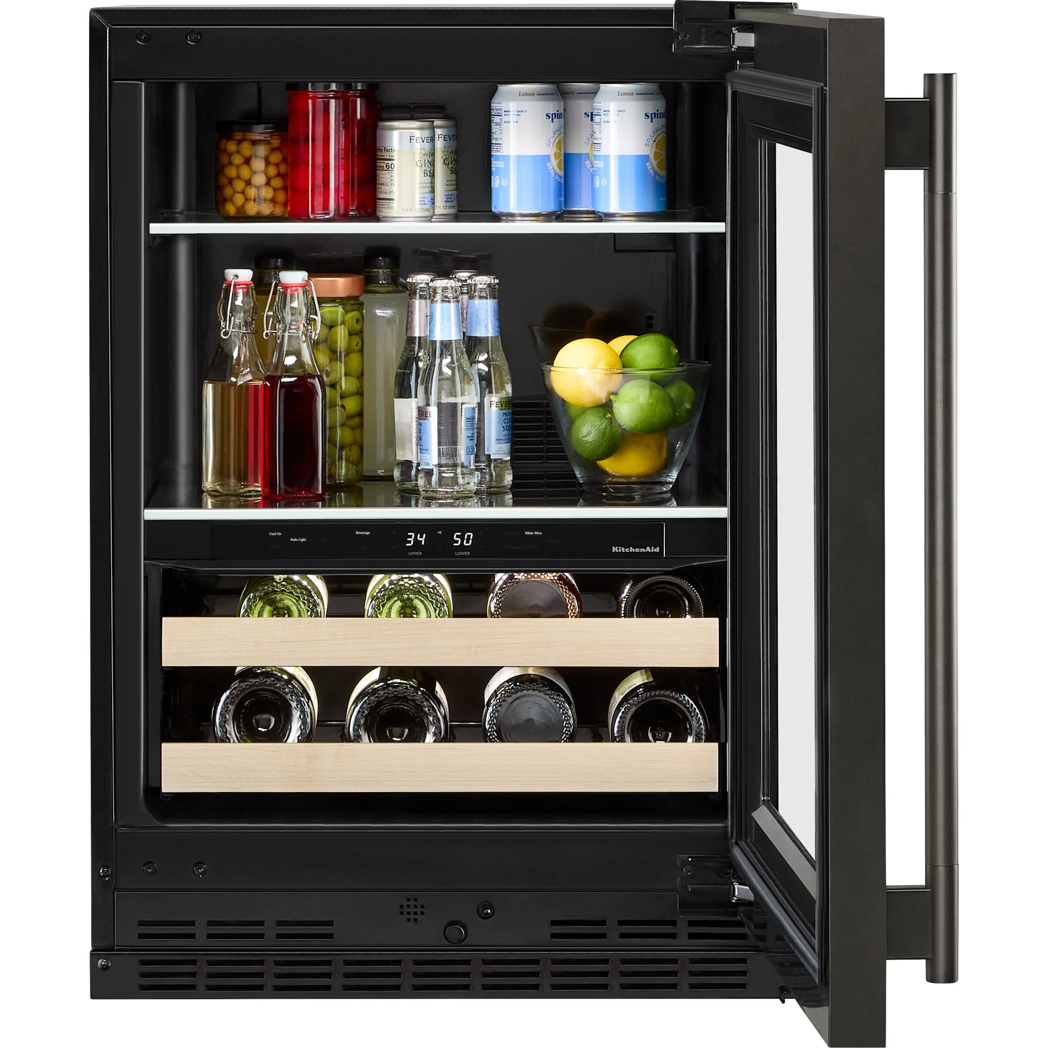KitchenAid 24" Beverage Center with Glass Door and Wood-Front Racks -Black Ore (KUBR524SBE) - Image 3
