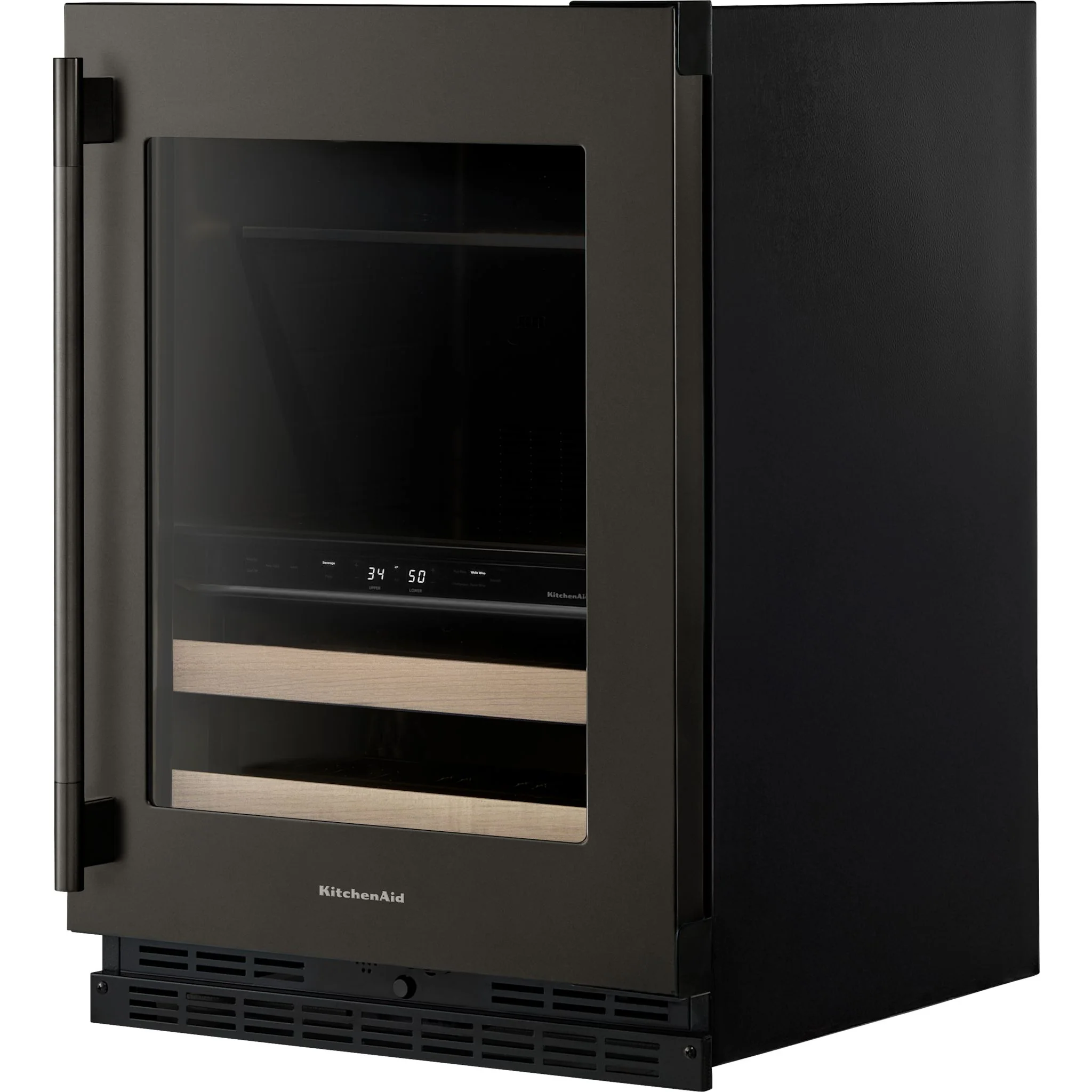 KitchenAid 24" Beverage Center with Glass Door and Wood-Front Racks -Black Ore (KUBR524SBE) - Image 4