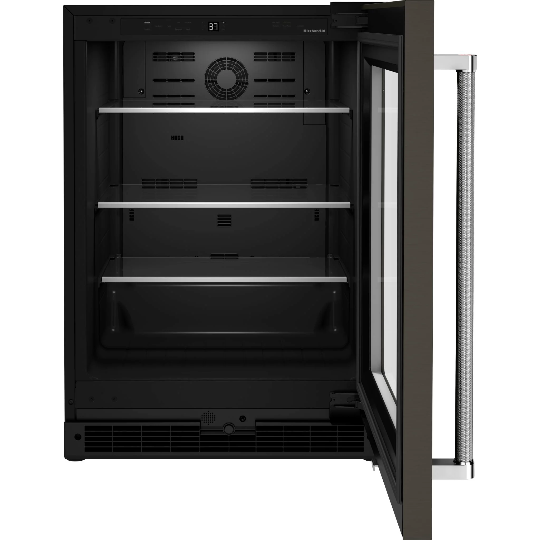 KitchenAid 24" Undercounter Refrigerator with Glass Door and Shelves with Metallic Accents and PrintShieldFinish -Black Stainless (KURR314KBS) - Image 3