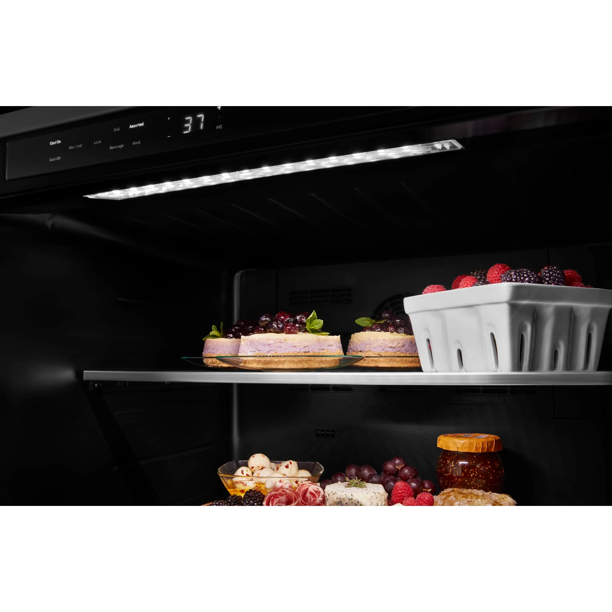 KitchenAid 24" Undercounter Refrigerator with Glass Door and Shelves with Metallic Accents and PrintShieldFinish -Black Stainless (KURR314KBS) - Image 6
