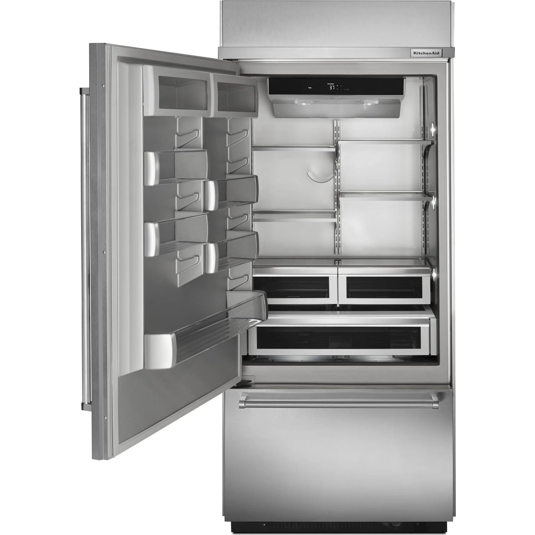 KitchenAid 20.9 cu.ft. 36" Width Built-In Stainless Bottom Mount Refrigerator with Platinum Interior Design - Stainless Steel (KBBL306ESS) - Image 19
