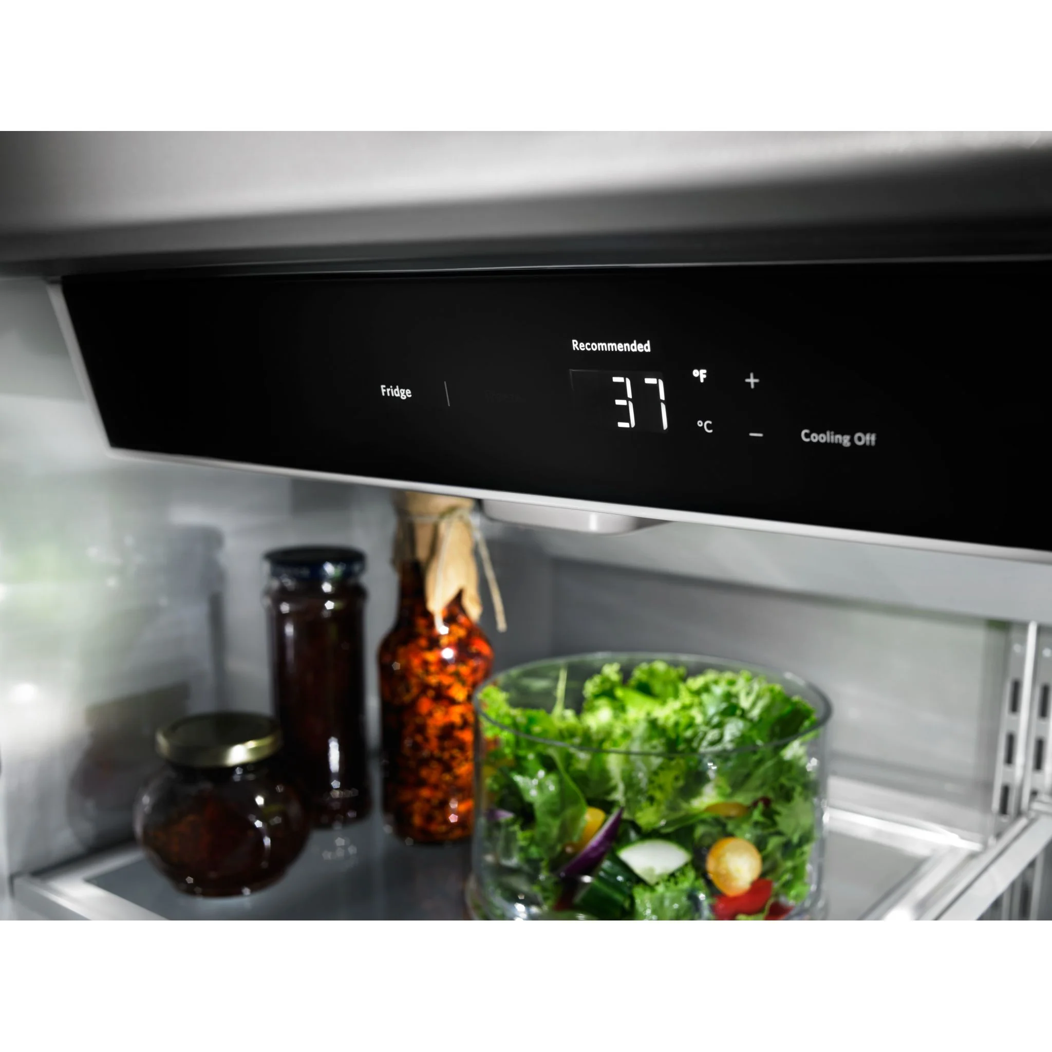 KitchenAid 20.9 cu.ft. 36" Width Built-In Stainless Bottom Mount Refrigerator with Platinum Interior Design - Stainless Steel (KBBL306ESS) - Image 4