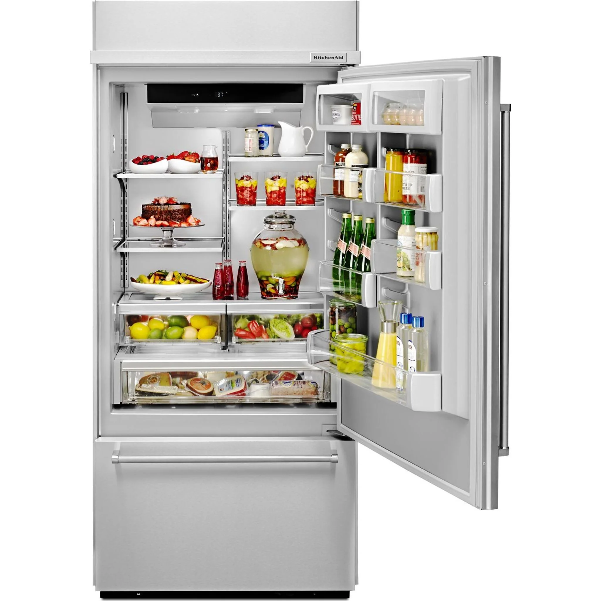 KitchenAid 20.9 cu.ft. 36" Width Built-In Stainless Bottom Mount Refrigerator with Platinum Interior Design - Stainless Steel (KBBR306ESS) - Image 20